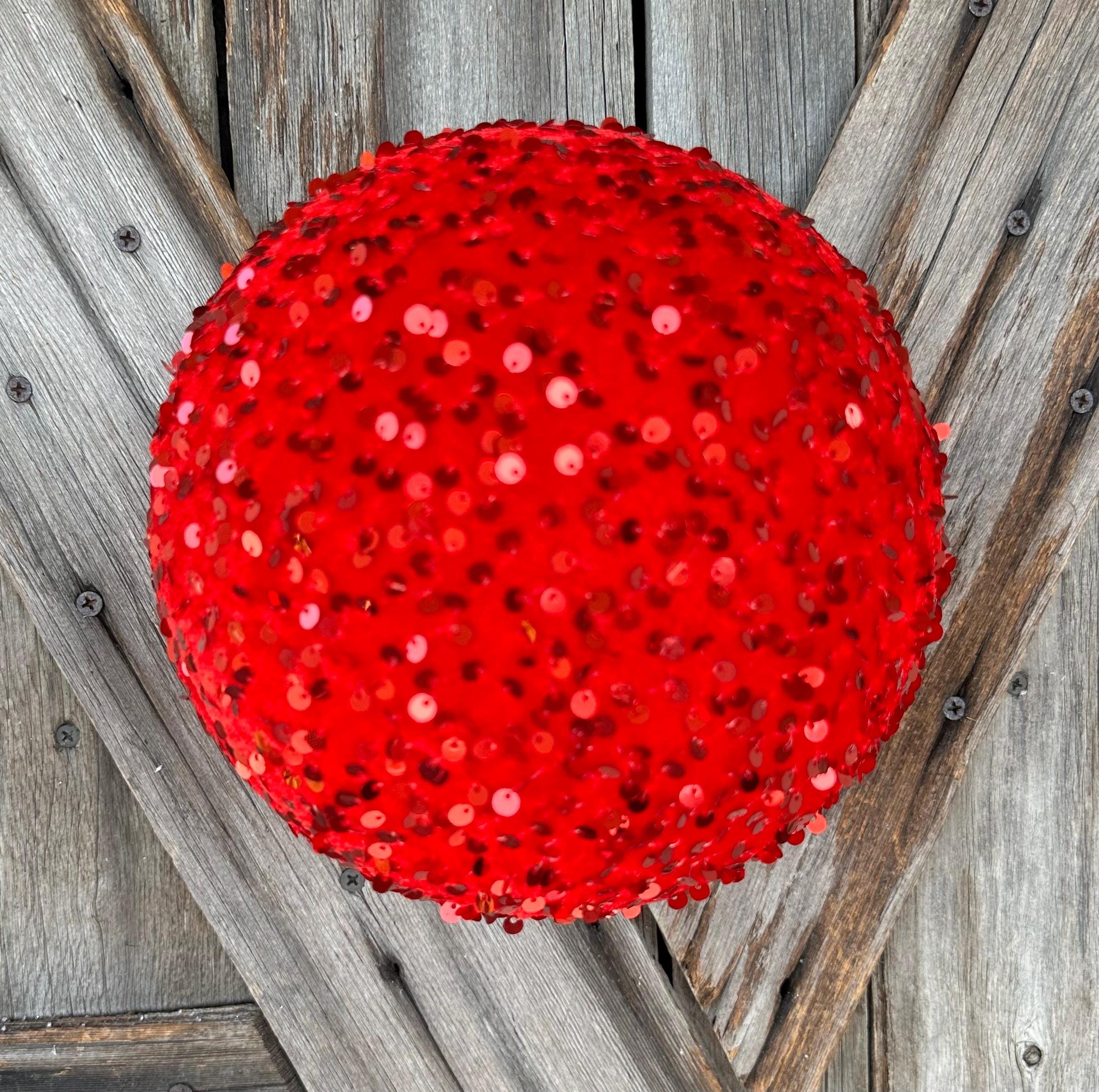 Red Sequin 6 Inch Shatterproof Ornament