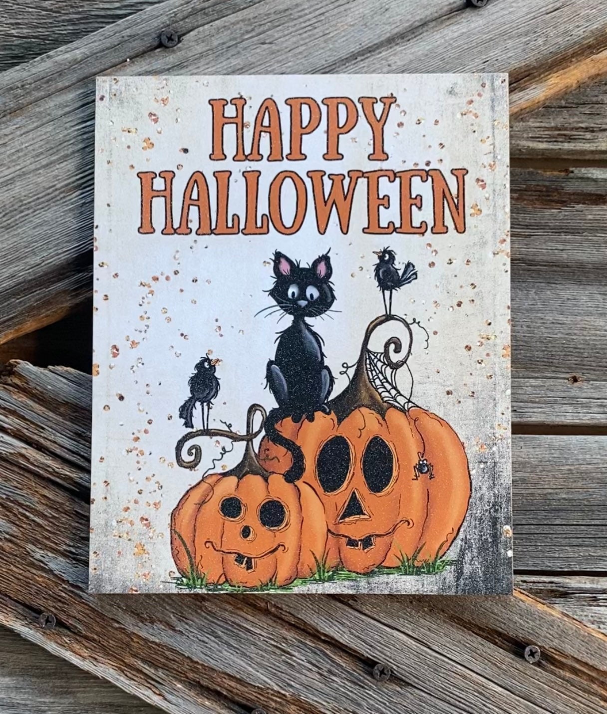 Prim Cats, Happy Halloween Sign, Halloween Decor, Halloween Wall Art
