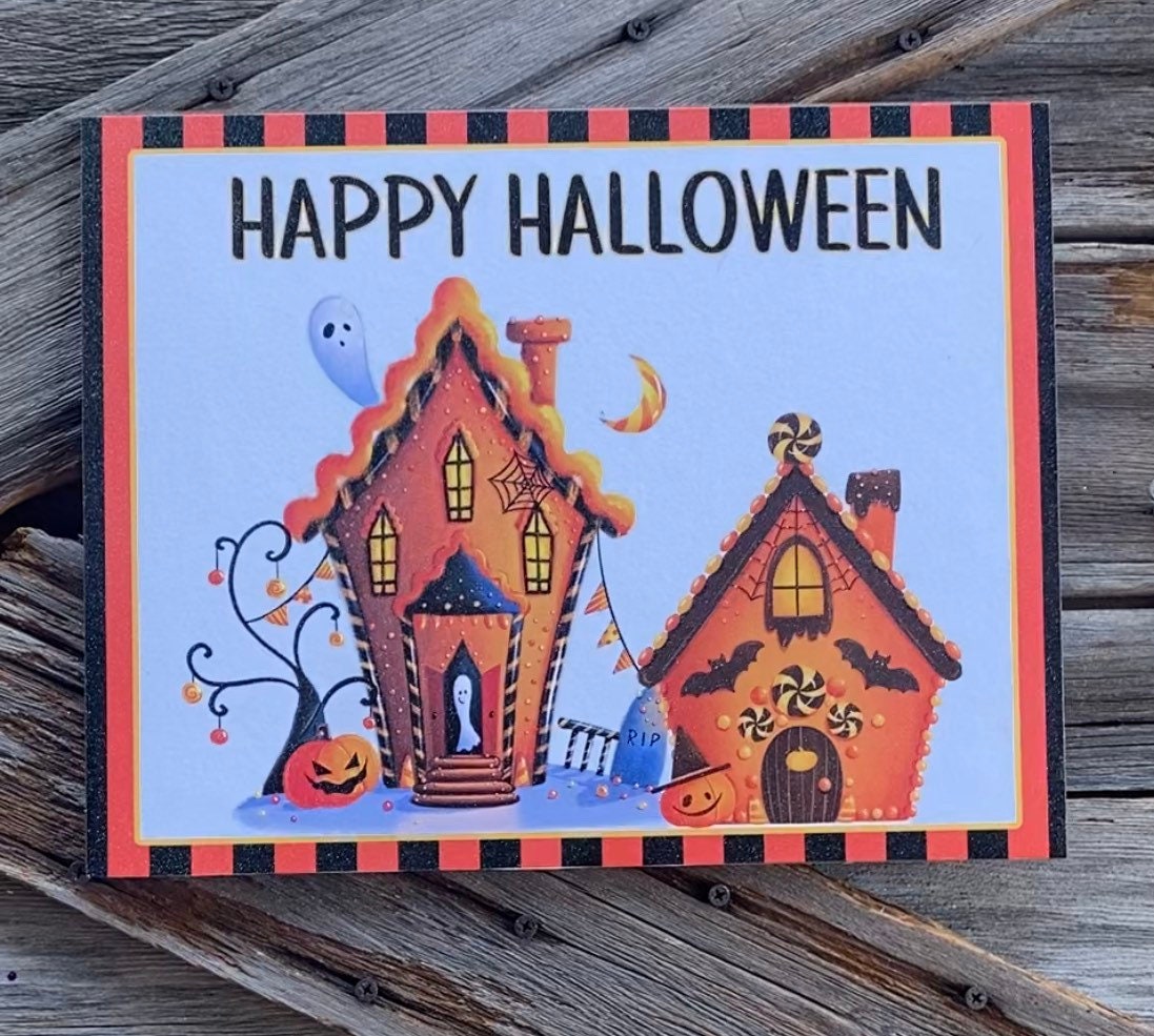Happy Halloween Gingerbread, Halloween Sign, Halloween Decor, Halloween Wall Art