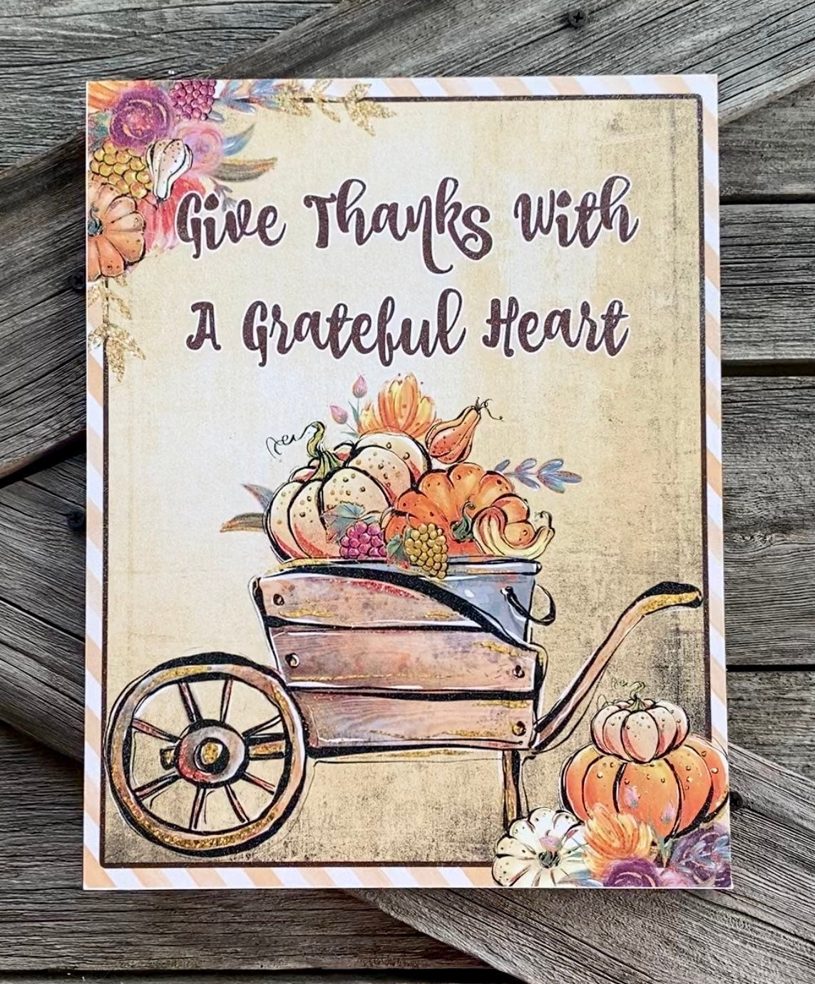 Give Thanks, Autumn Sign, Autumn Decor, Autumn Wall Art