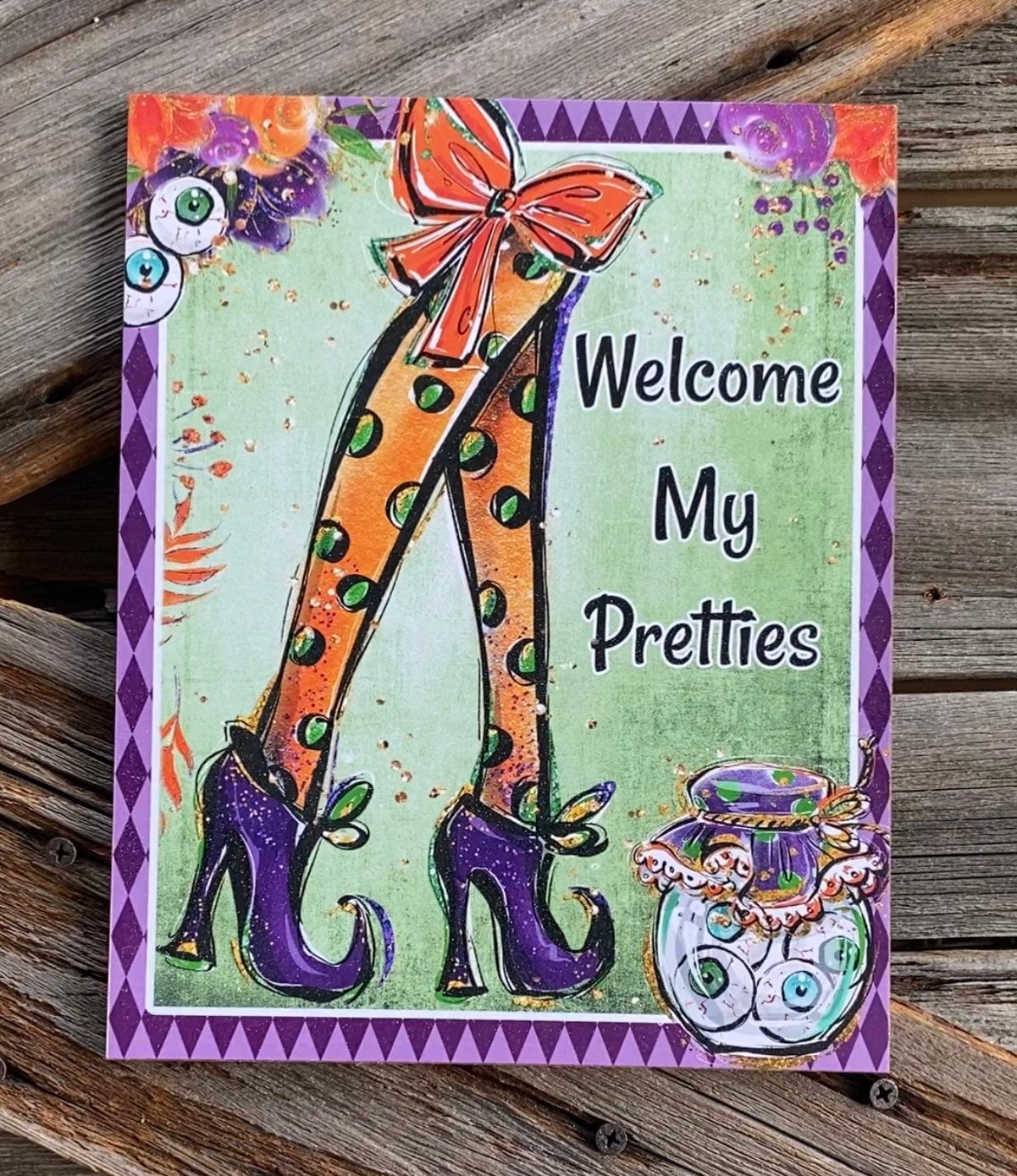 Welcome My Pretties, Halloween Sign, Halloween Decor, Halloween Wall Art