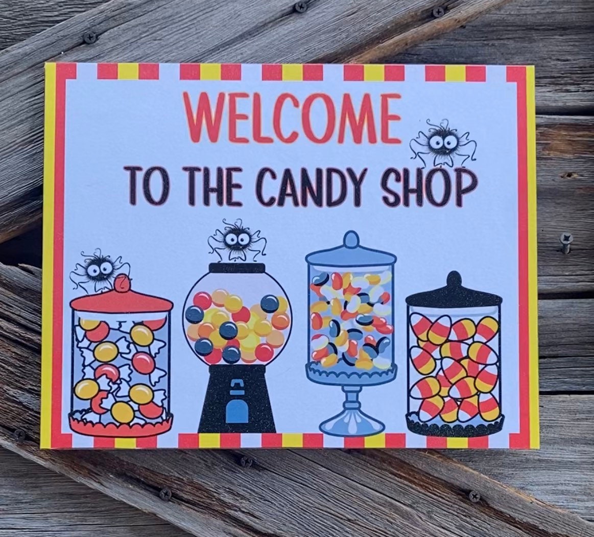 Welcome To The Candy Shop, Halloween Sign, Halloween Decor, Halloween Wall Art