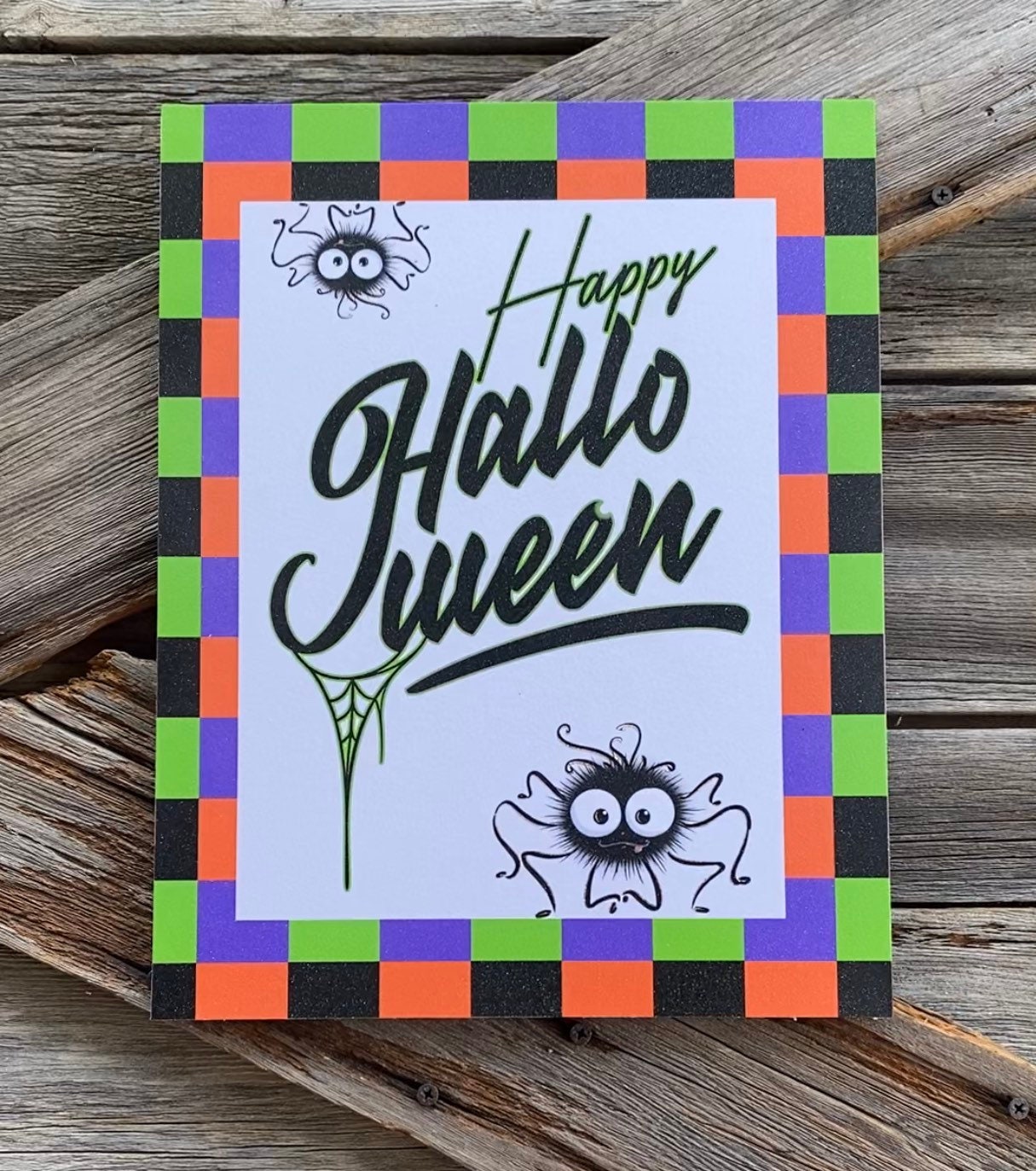 Happy Halloween Bright Check, Halloween Sign, Halloween Decor, Halloween Wall Art