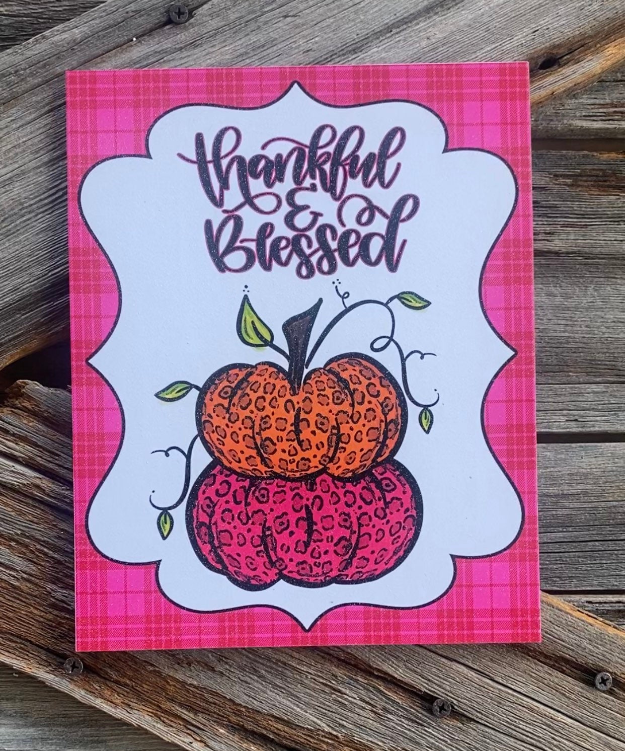 Thankful and Blessed Cheetah, Autumn Sign, Autumn Decor, Autumn Wall Art