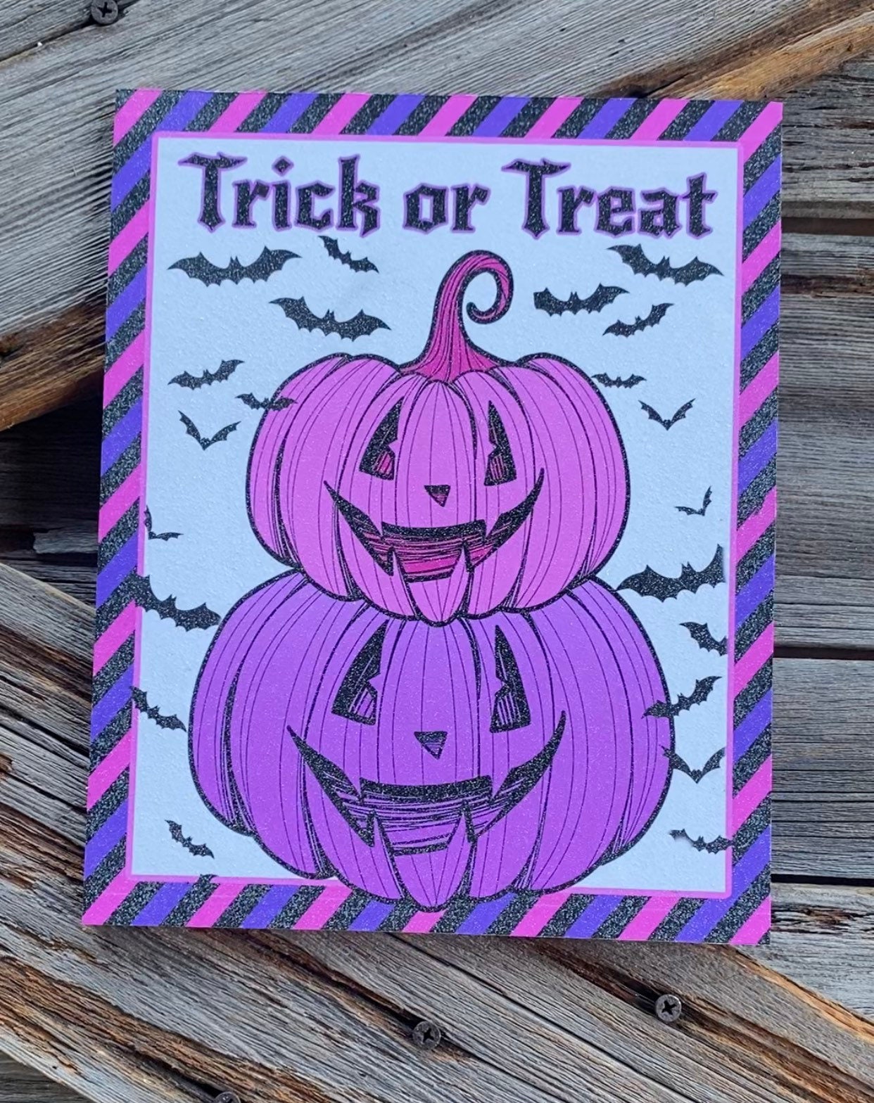 Trick or Treat Pink, Halloween Sign, Halloween Decor, Halloween Wall Art