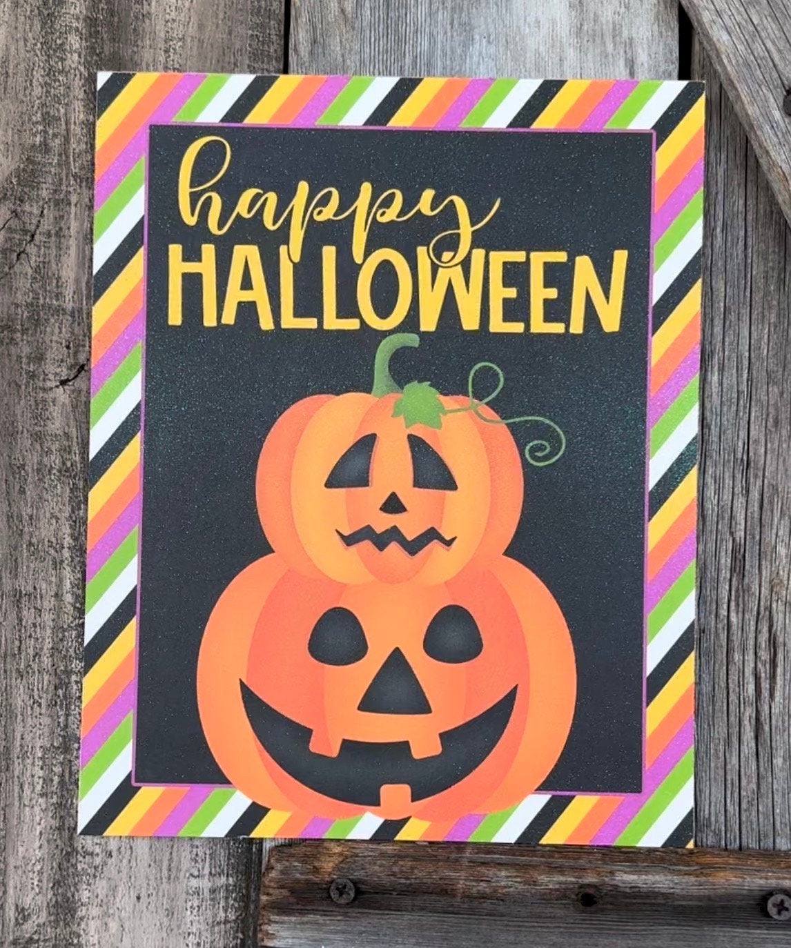 Happy Halloween Colorful Jacks, Halloween Sign, Halloween Decor, Halloween Wall Art