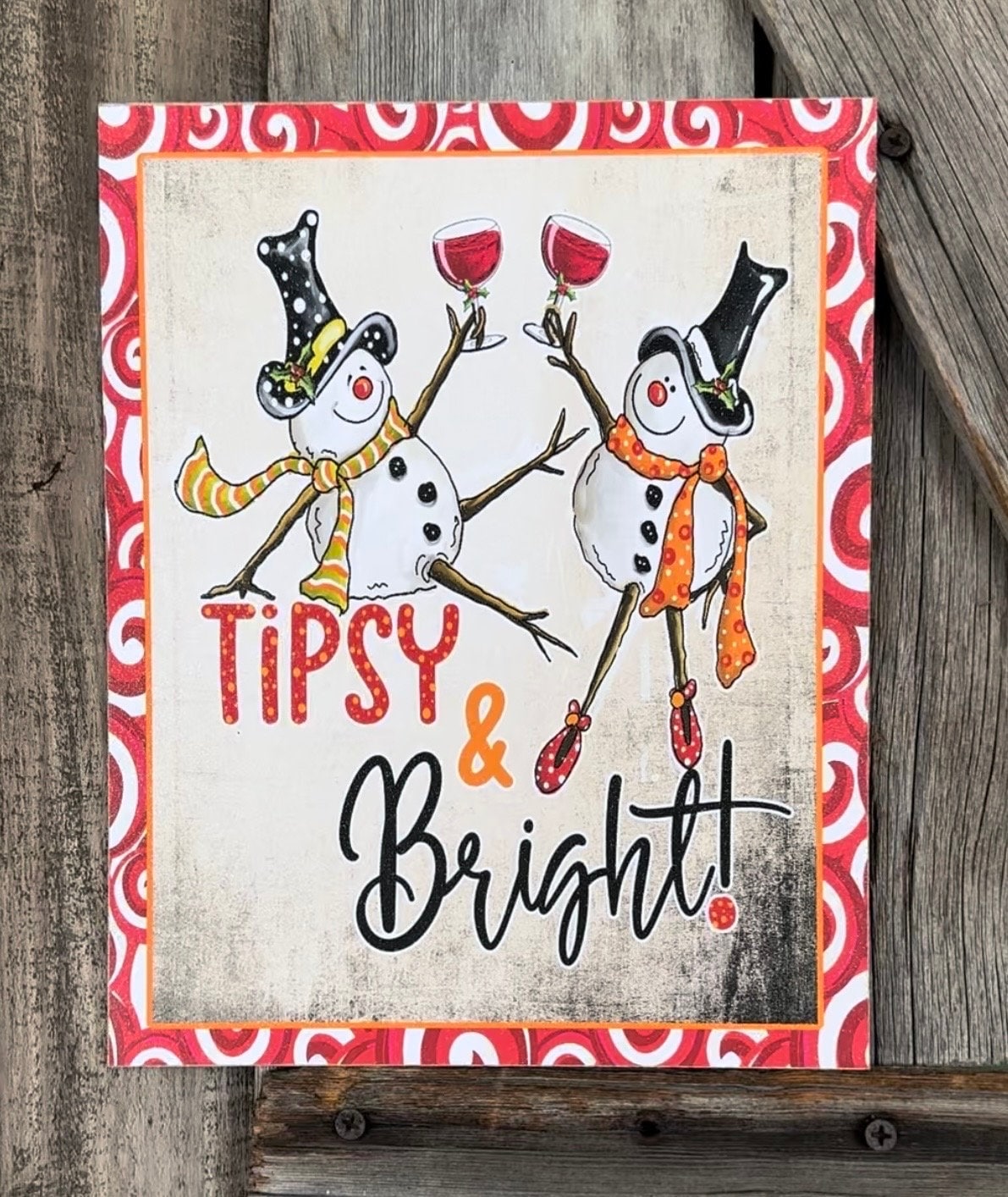 Tipsy & Bright, Christmas Sign, Christmas Decor, Christmas Wall Art