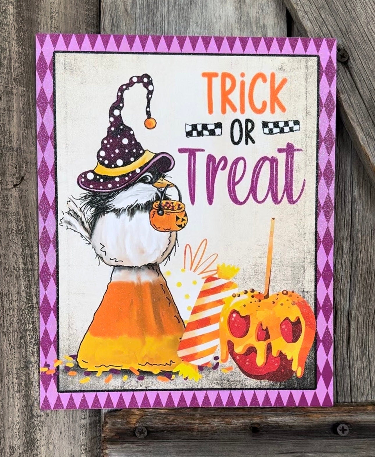 Trick or Treat Birdie, Halloween Sign, Halloween Decor, Halloween Wall Art