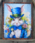 White Rabbit, Easter Sign, Easter Decor, Spring Sign