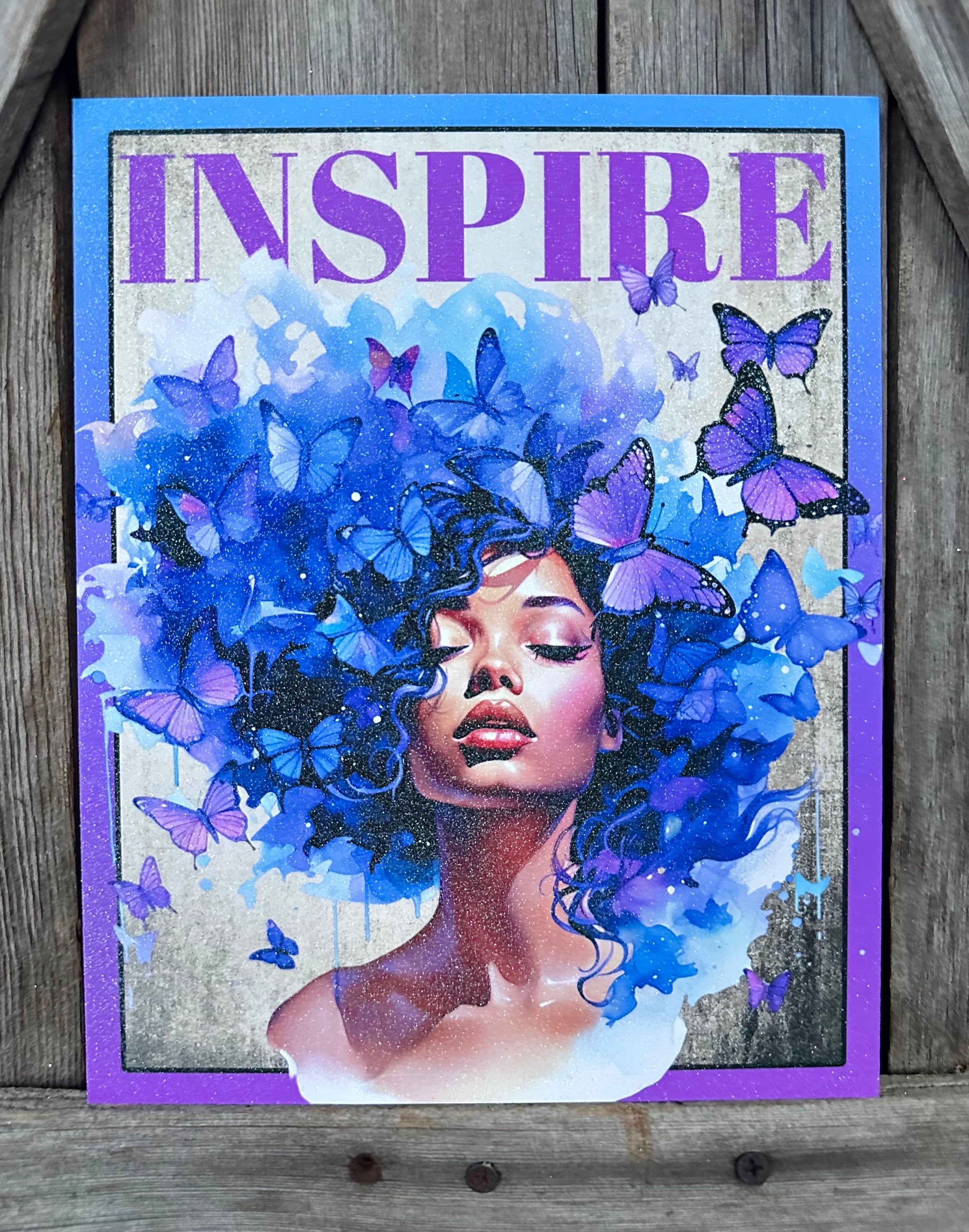 Inspire, Purple Butterfly, Everyday Sign, Motivational Decor, Motivational Wall Art