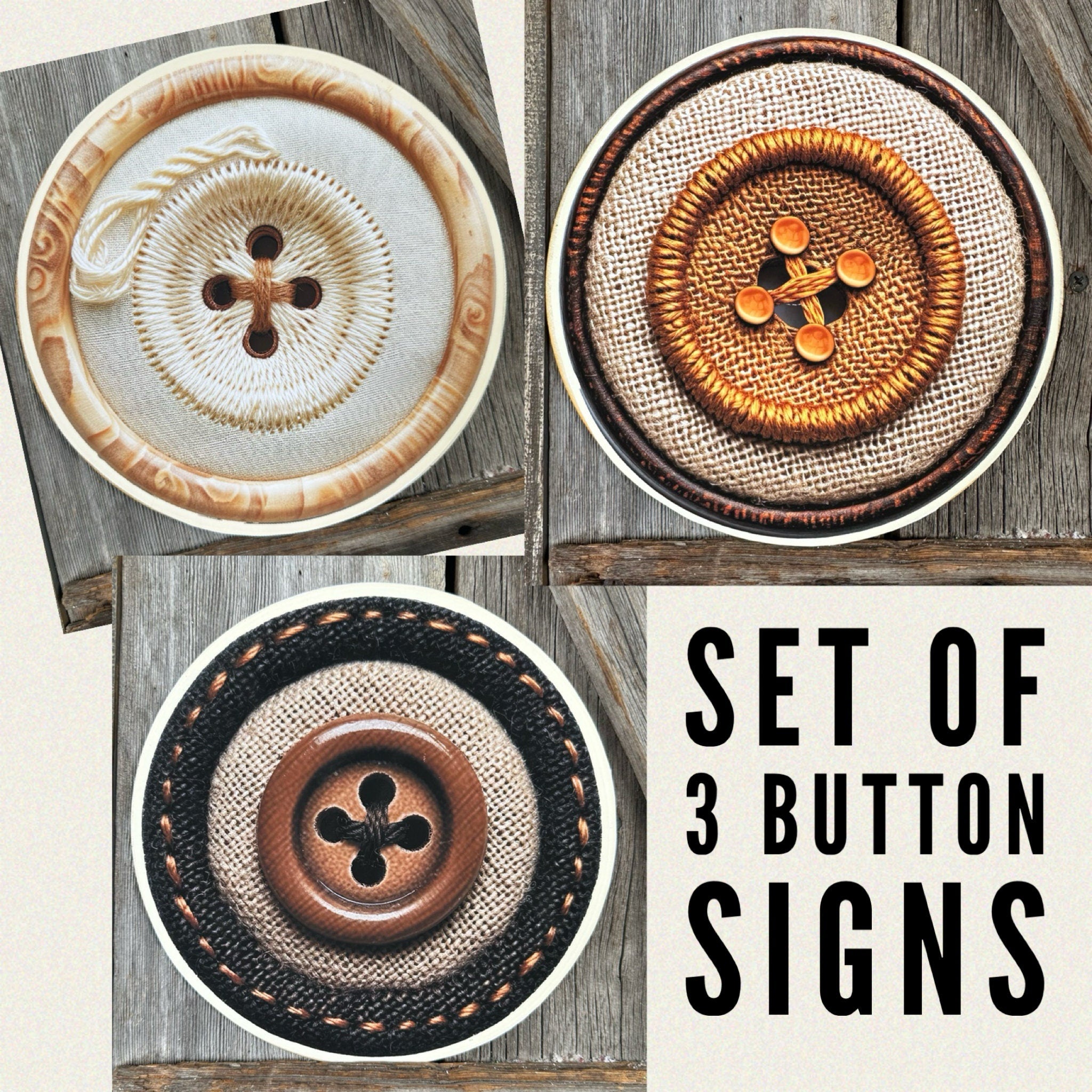 Set of 3 Button Signs