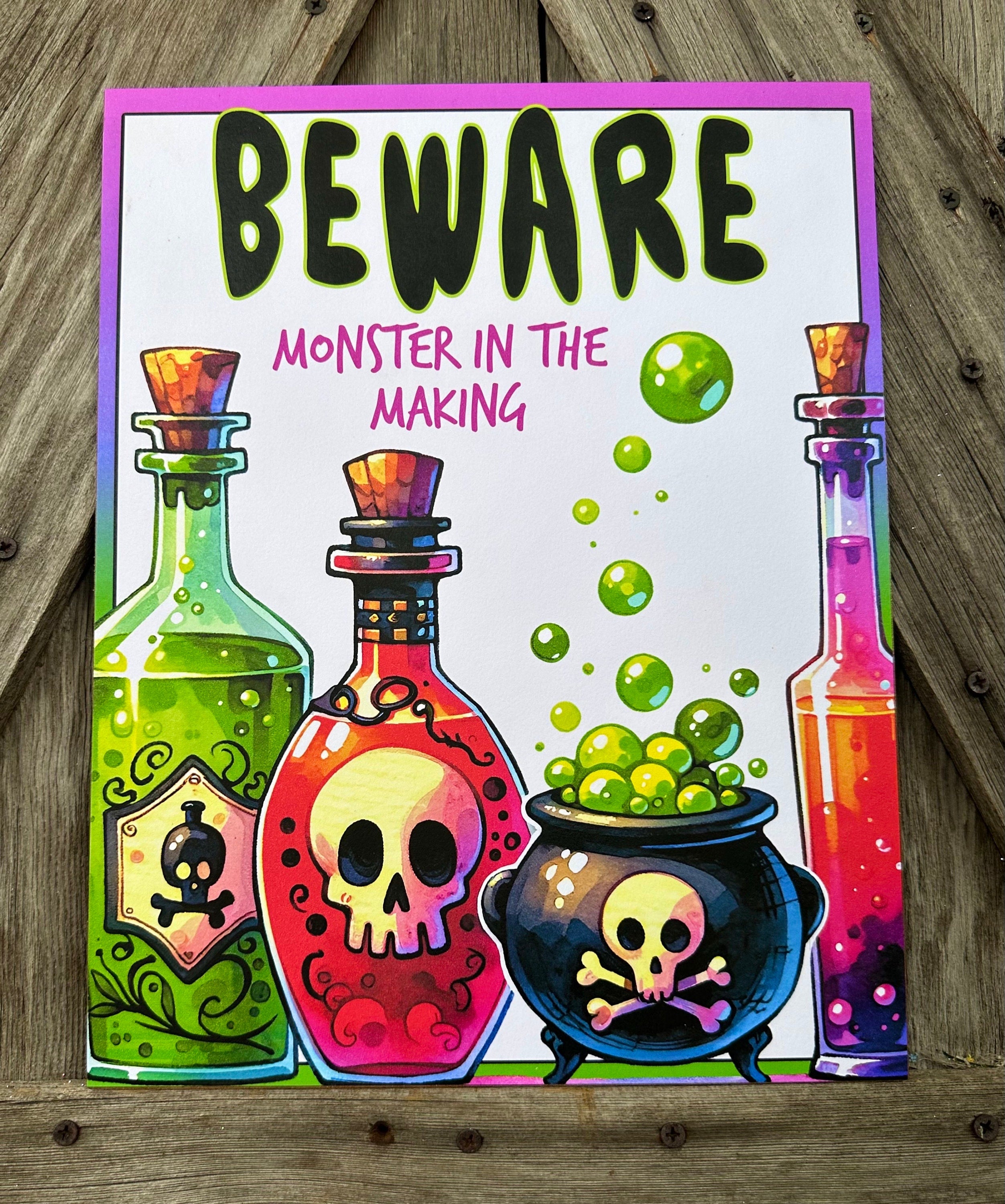 Beware Monsters In The Making, Halloween Sign, Halloween Decor, Halloween Wall Art
