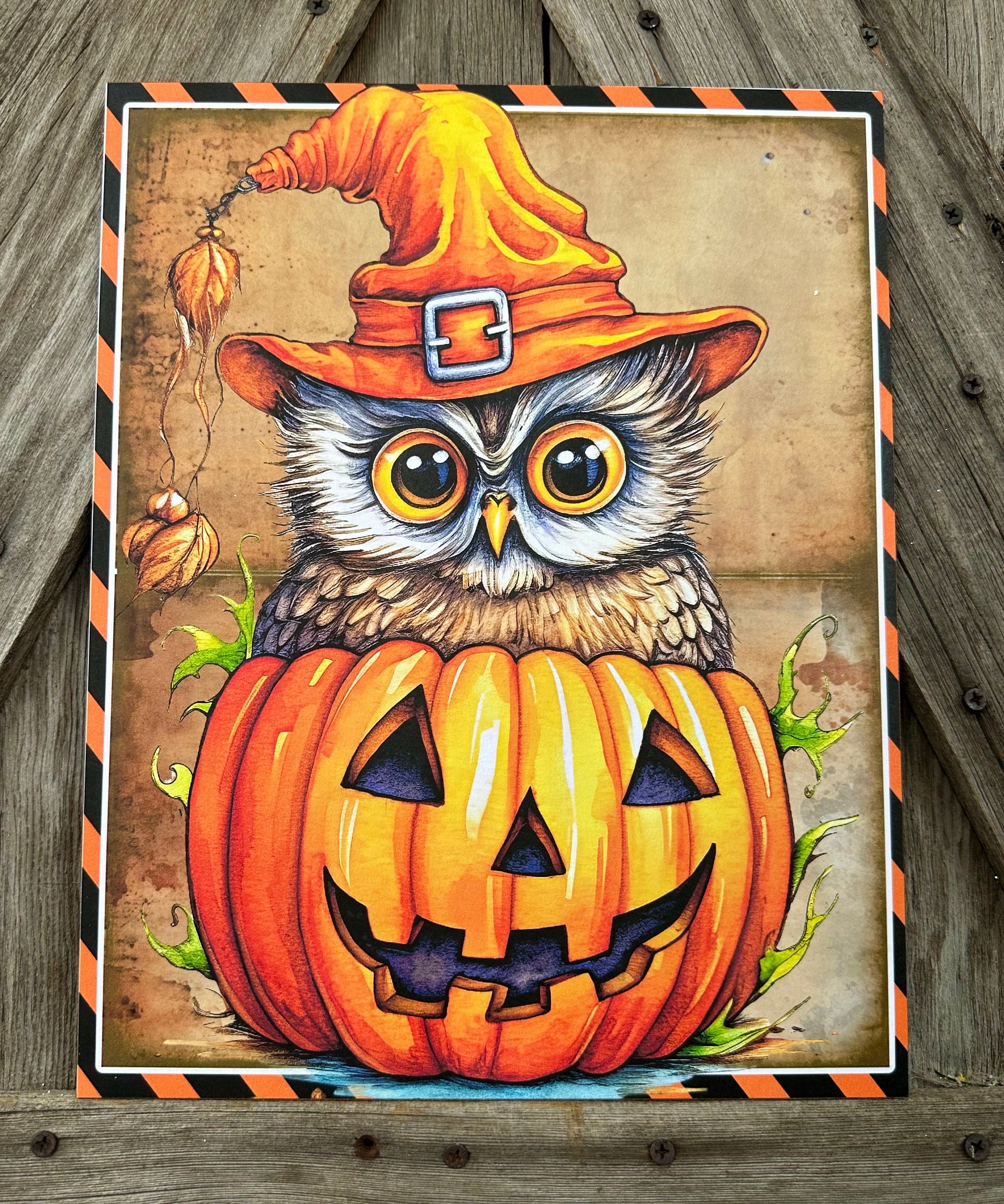 Owl In A Jack, Halloween Sign, Halloween Decor, Halloween Wall Art