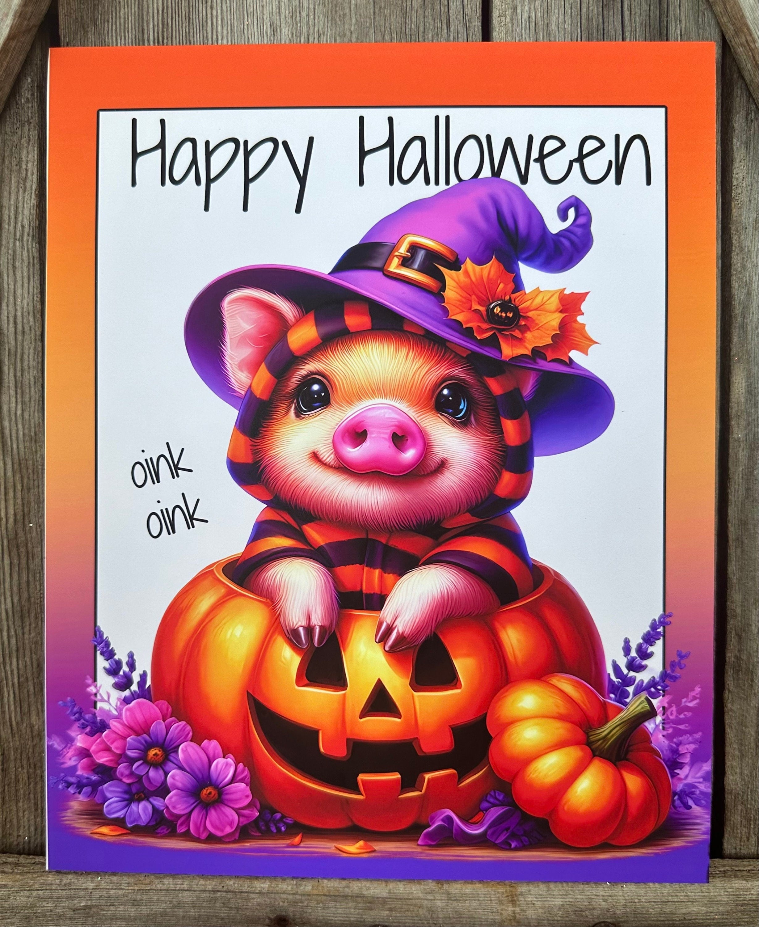 Happy Halloween Oink, Halloween Sign, Halloween Decor, Halloween Wall Art