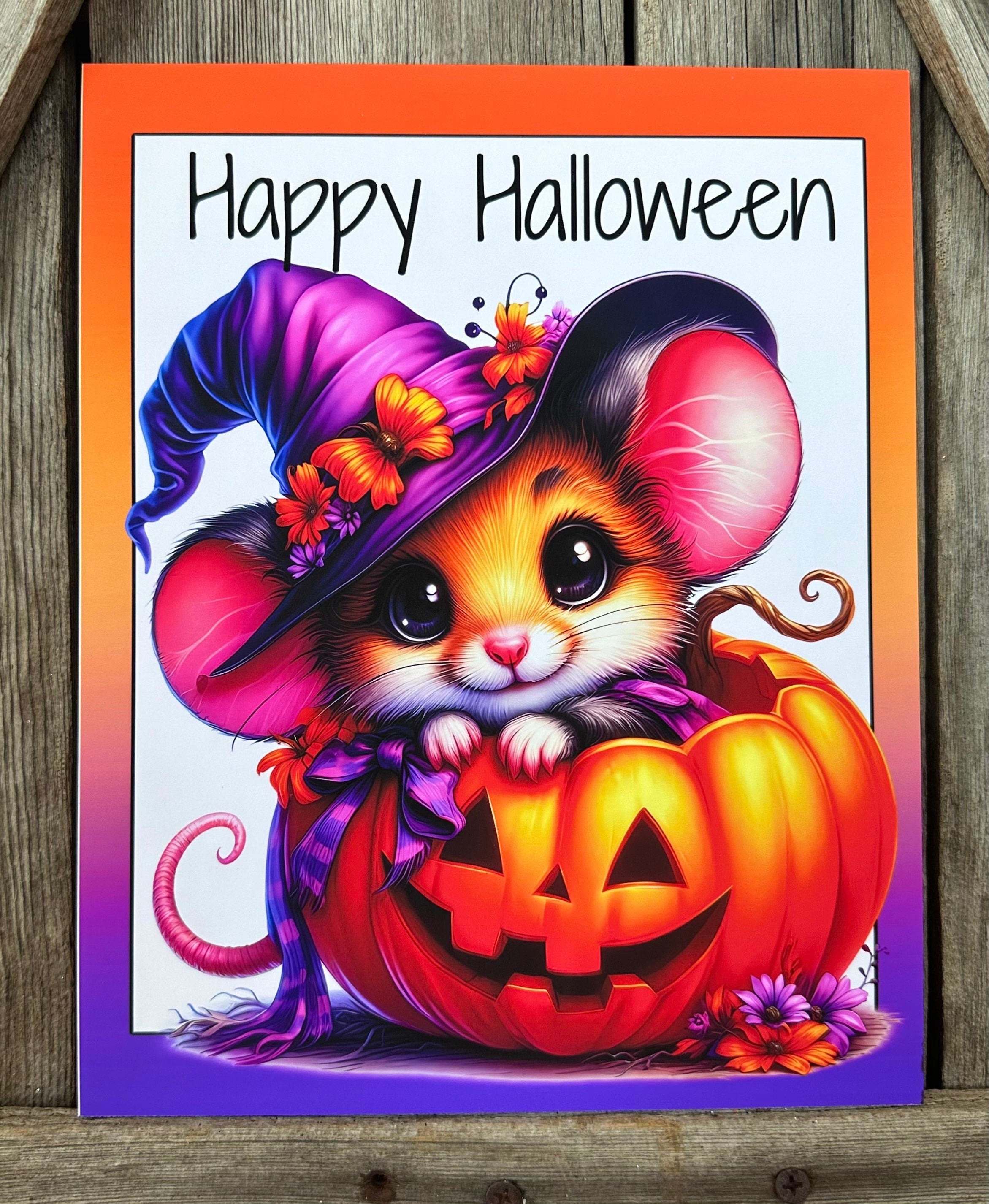 Happy Halloween Mouse, Halloween Sign, Halloween Decor, Halloween Wall Art
