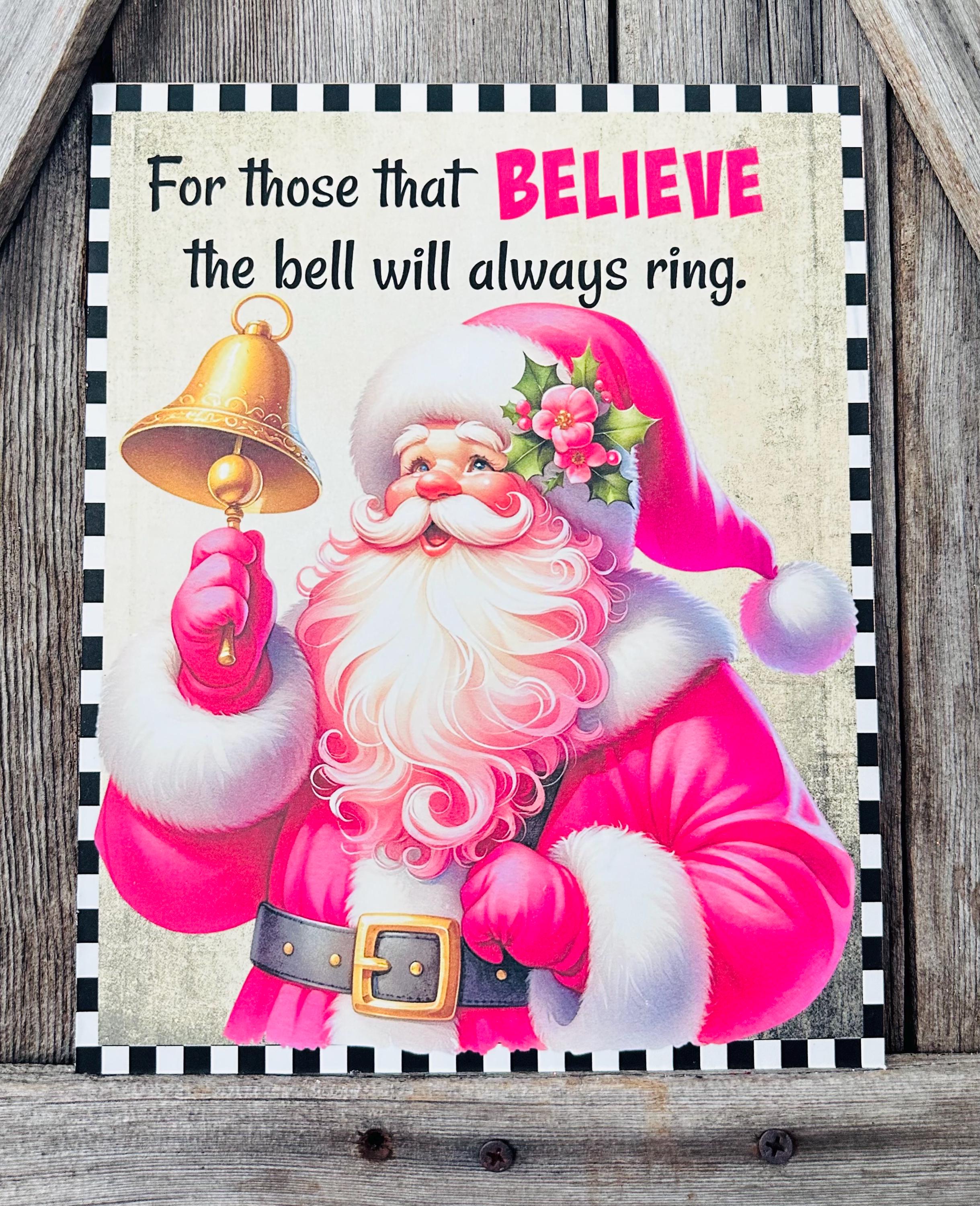 Santa Bell , Christmas Sign, Christmas Decor, Christmas Wall Art