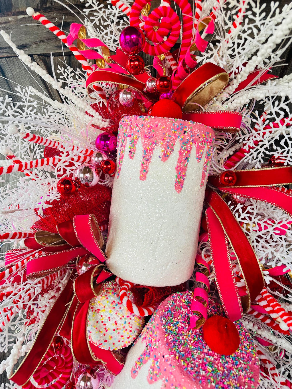 Red Pink Christmas Decor, Peppermint Christmas, Christmas Swag, Christmas Wreath, Christmas Door Hanging, Holiday Swag