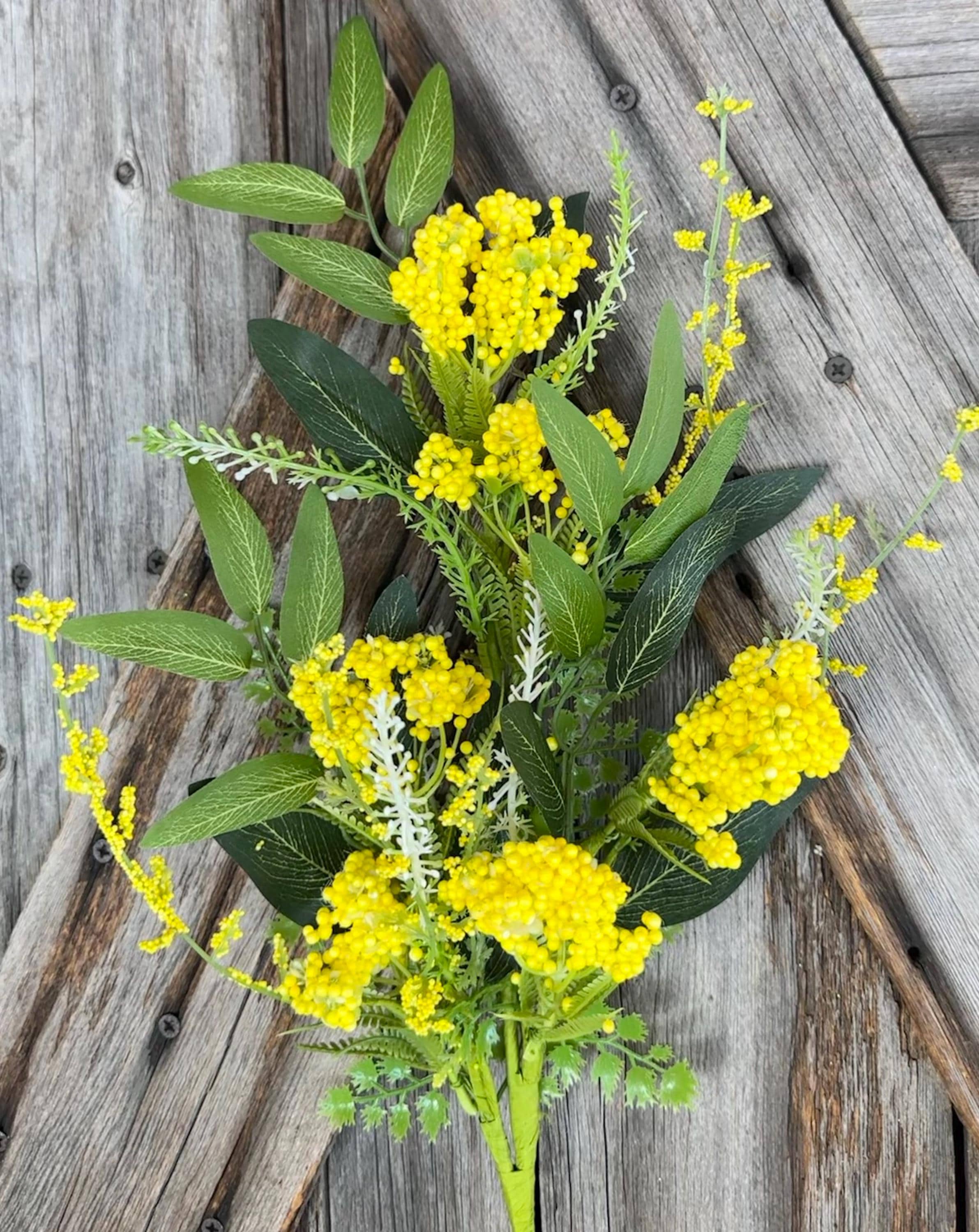 Yellow Berry Cluster Spray , Wreath Supply, Floral