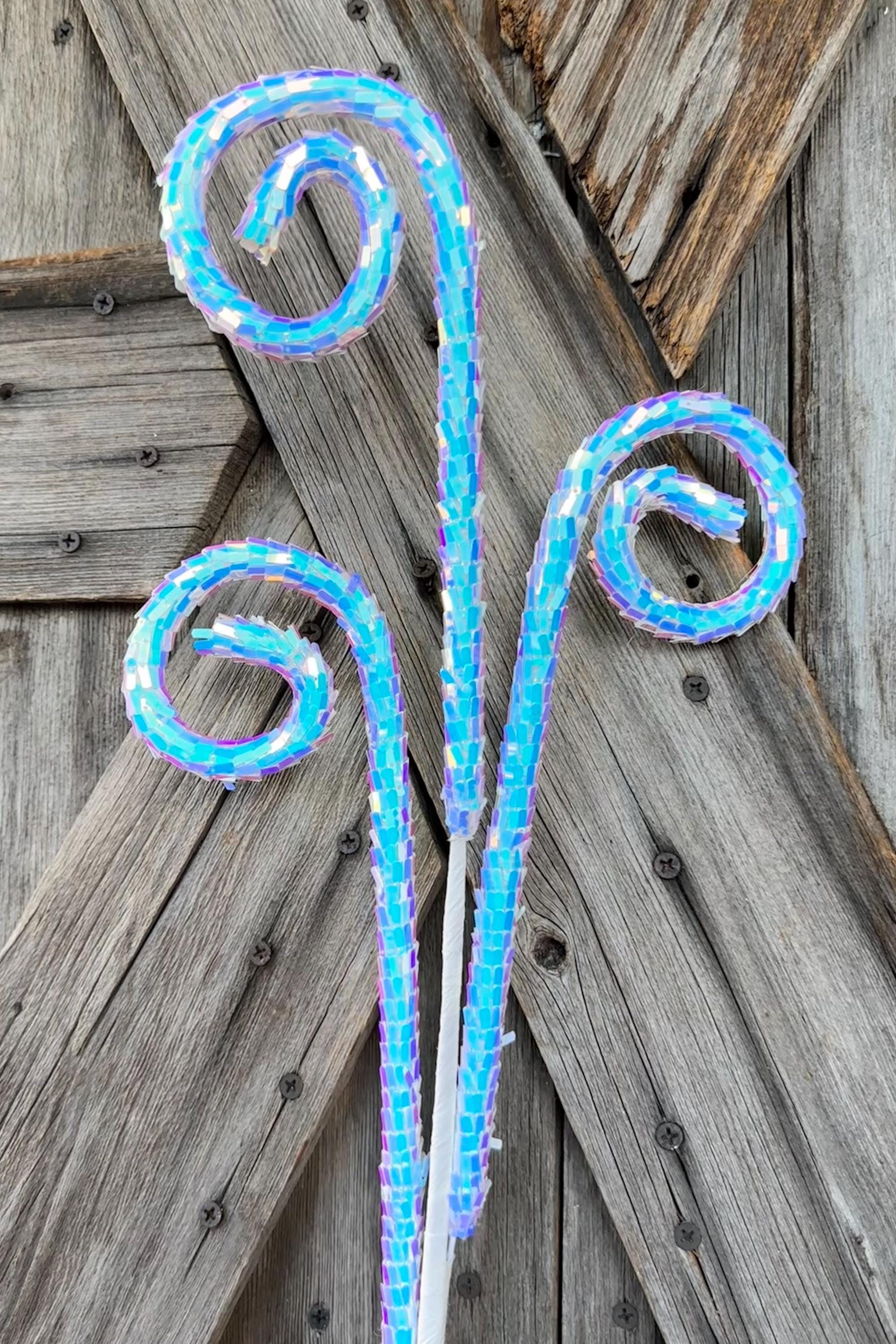 White Iridescent Tile Curly Spray