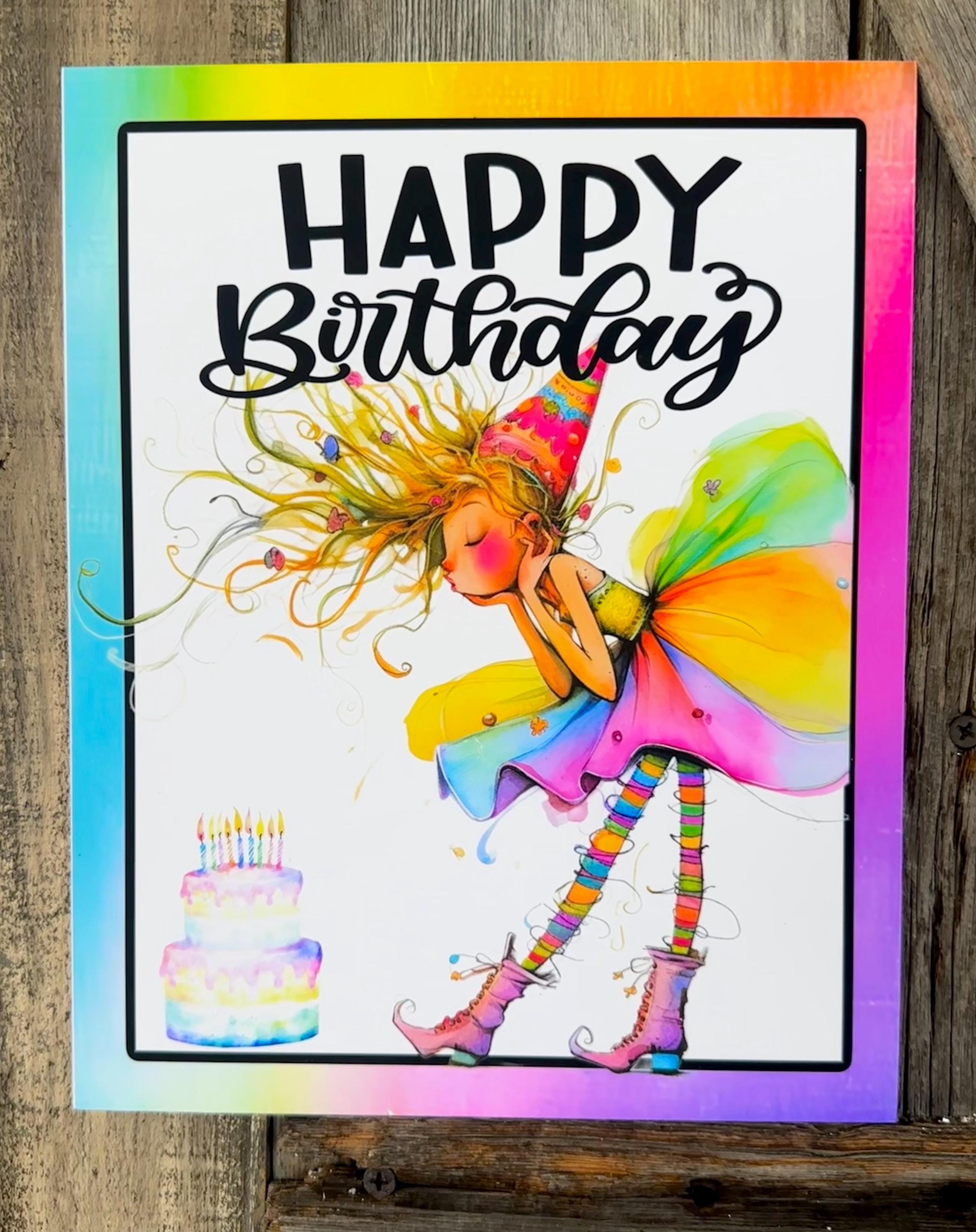 Happy Birthday Colorful Cake Sign, Everyday Sign, Motivational Decor, Motivational Wall Art