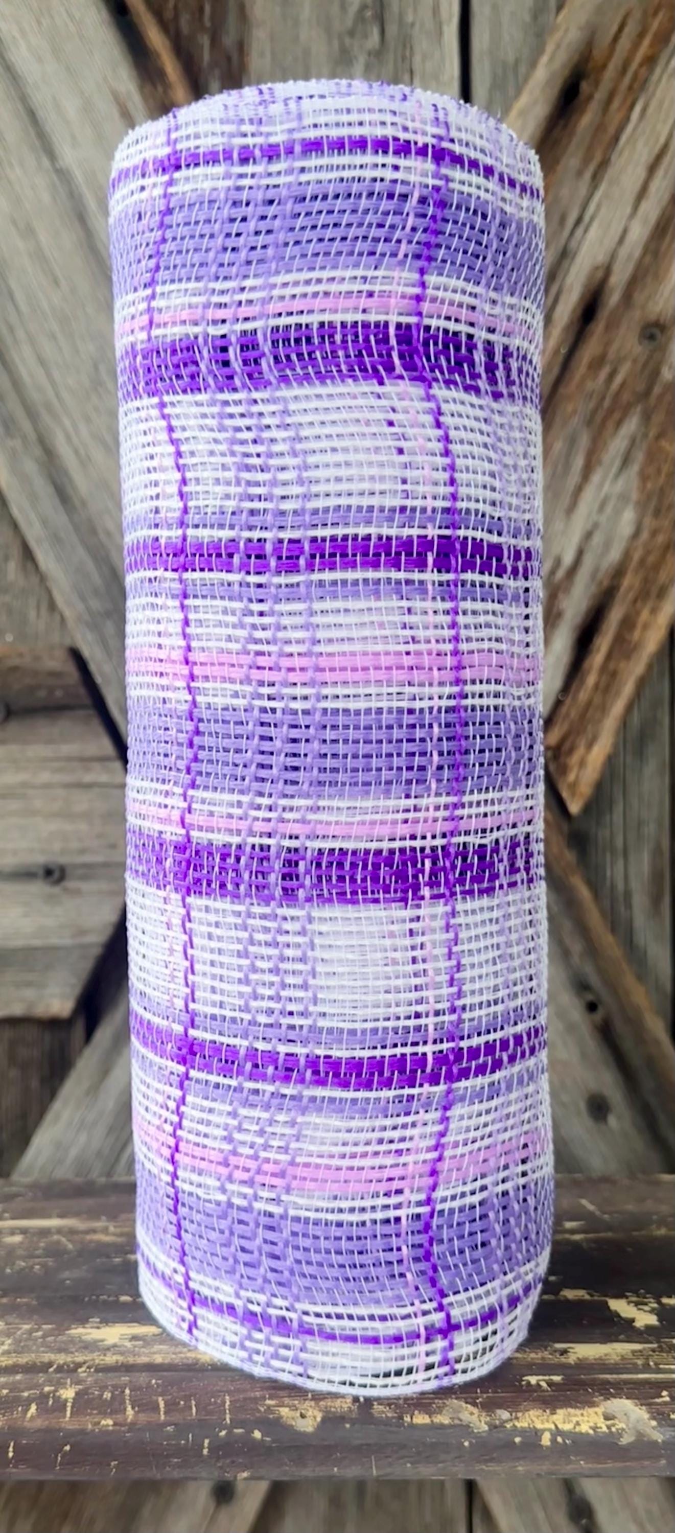 10 Yards, Lavender Pink White Plaid Mesh