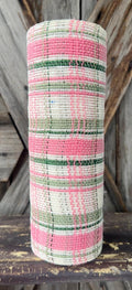 10 Yards, Pink Moss Green White Plaid Mesh