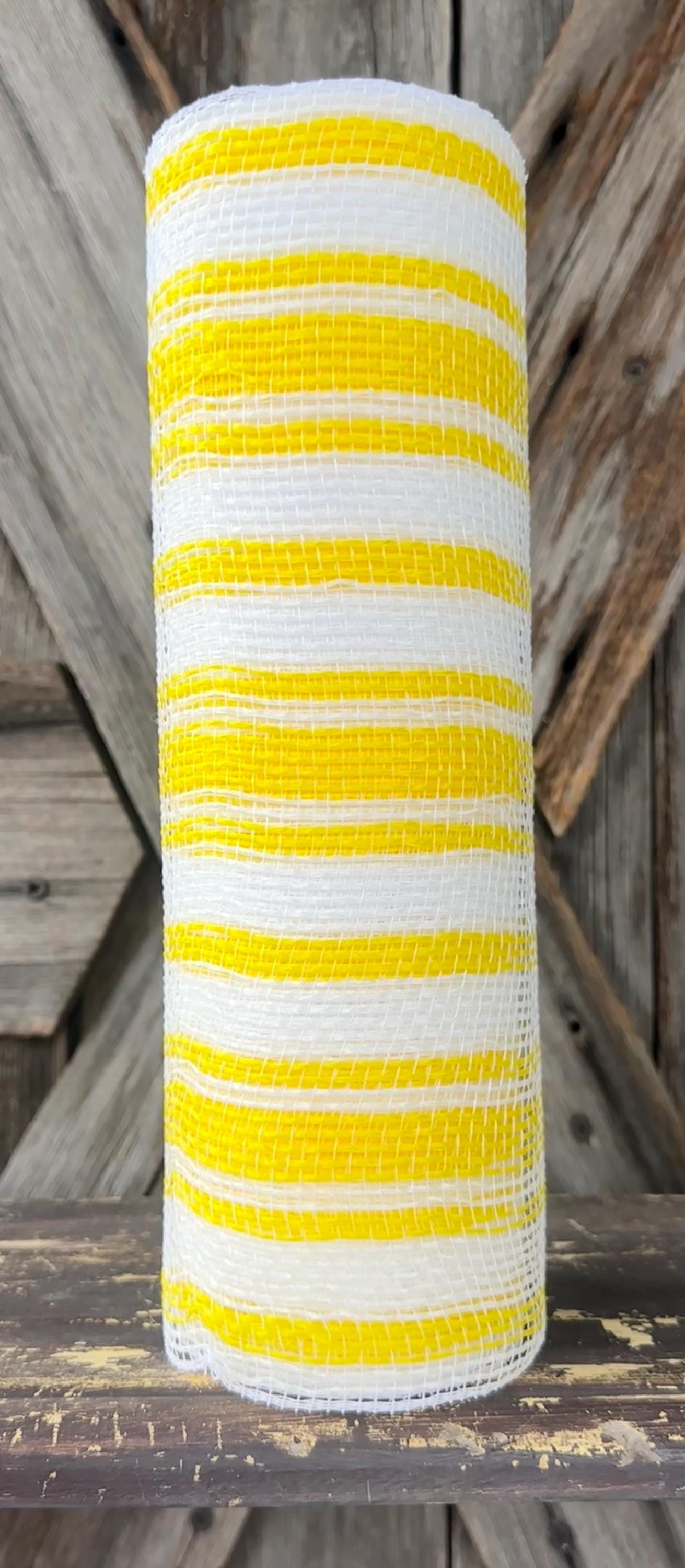 10 Yards, Yellow White Stripe Fabric Mesh