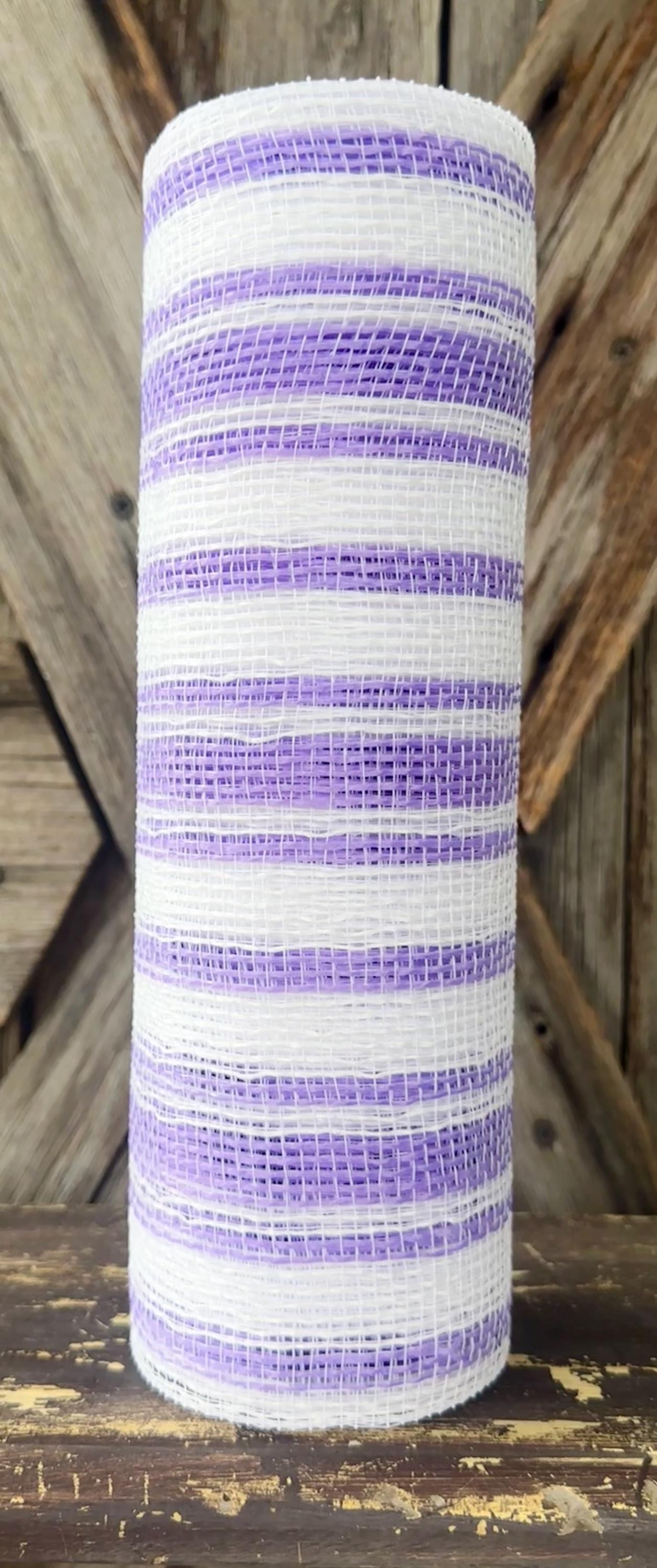 10 Yards, Lavender White Stripe Fabric Mesh
