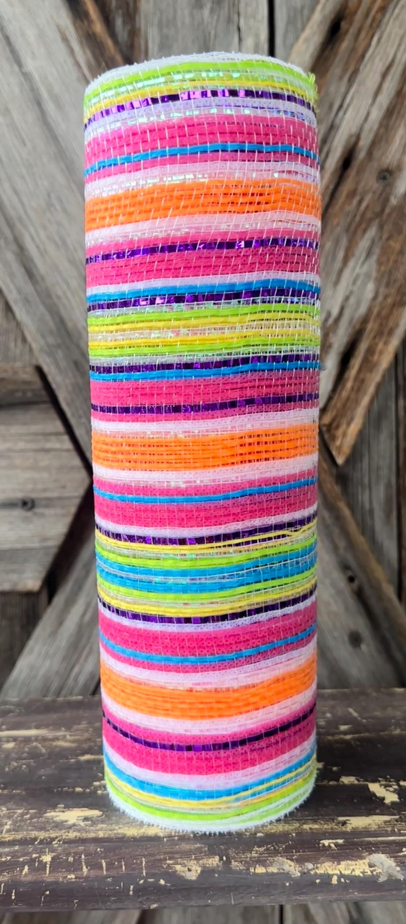 10 Yards, Bright Multi Stripe Mesh