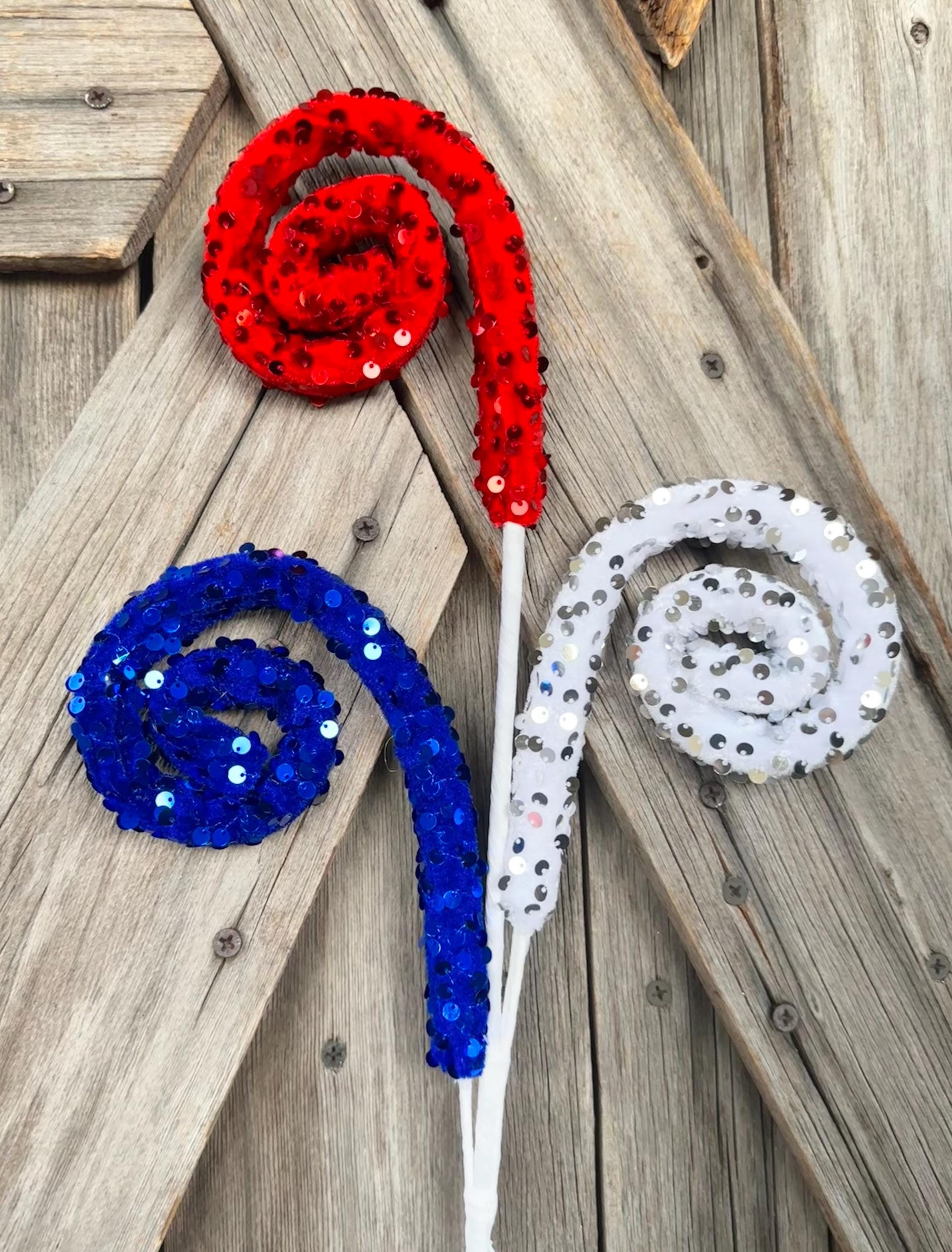 Patriotic Sequin Spiral Spray