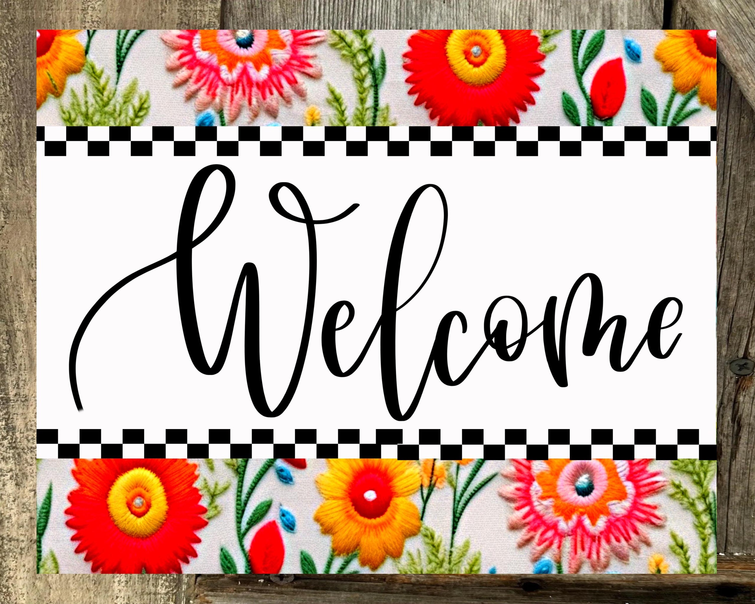 Welcome Red Pink Yellow Floral, Motivational Decor, Motivational Wall Art