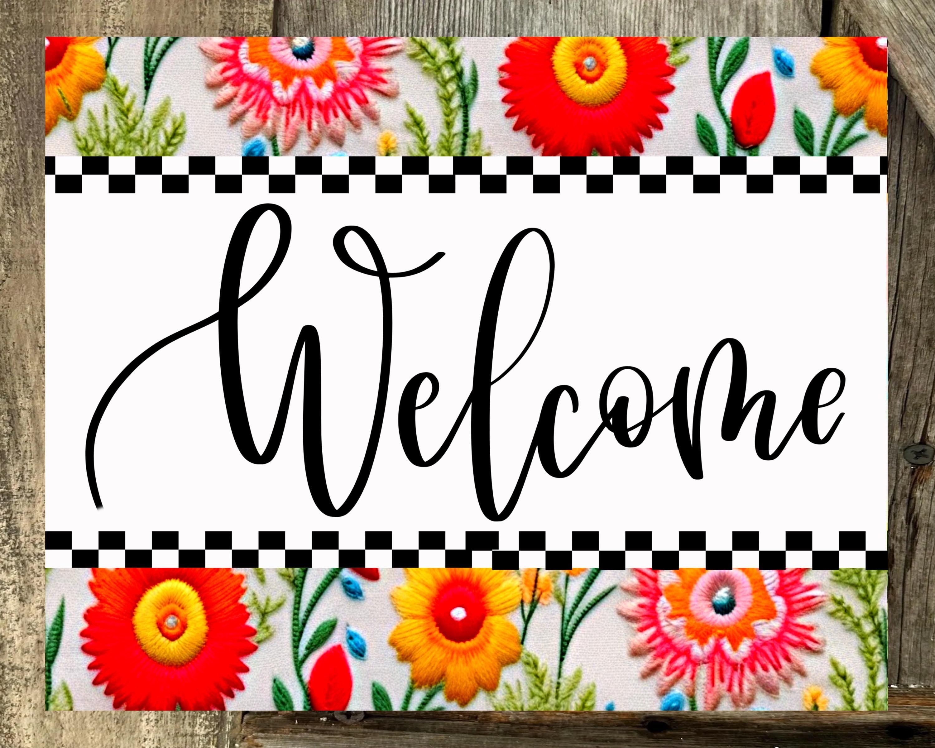 Welcome Red Pink Yellow Floral, Motivational Decor, Motivational Wall Art