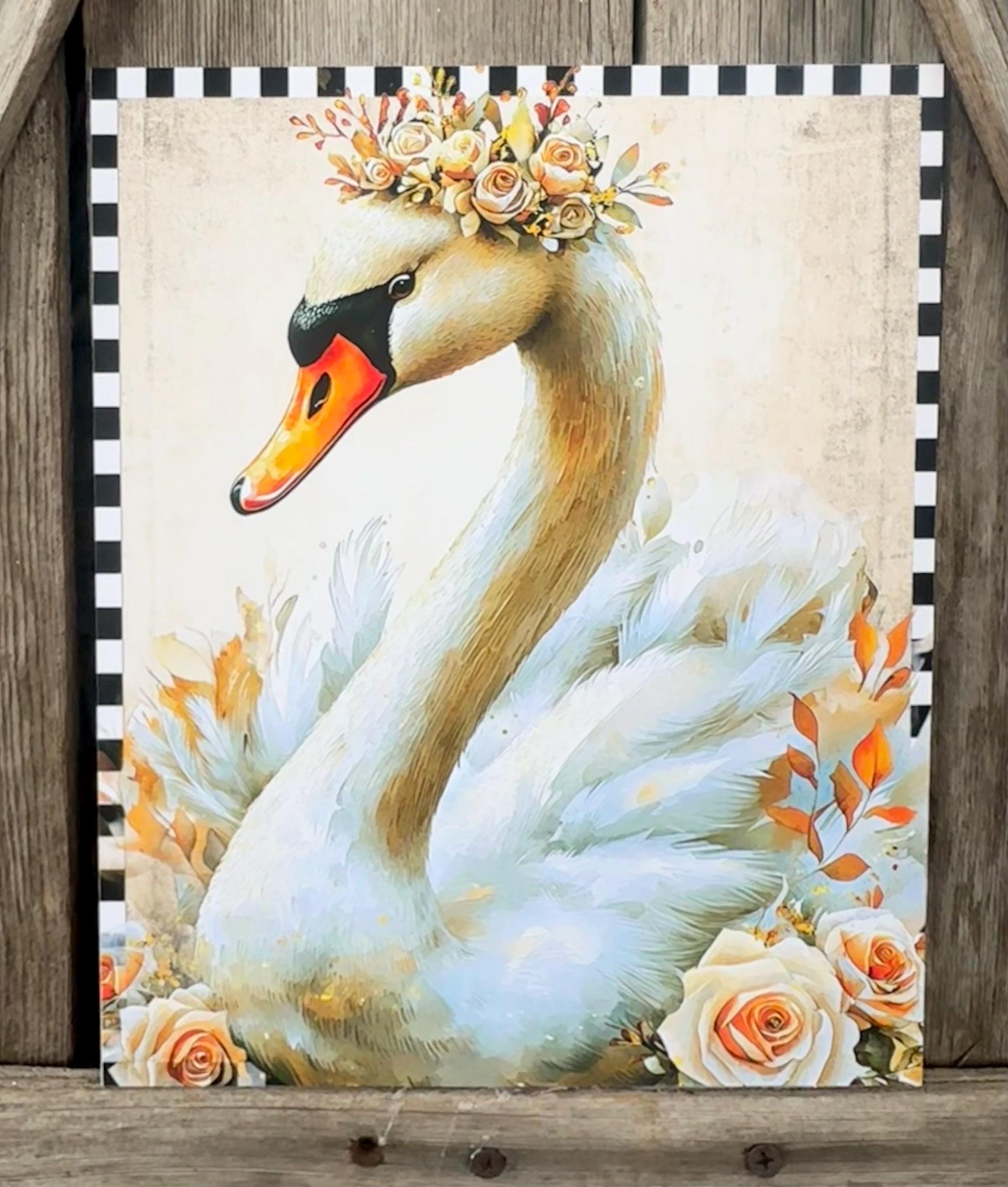 Classic Swan, Spring Sign, Spring Decor, Spring Sign