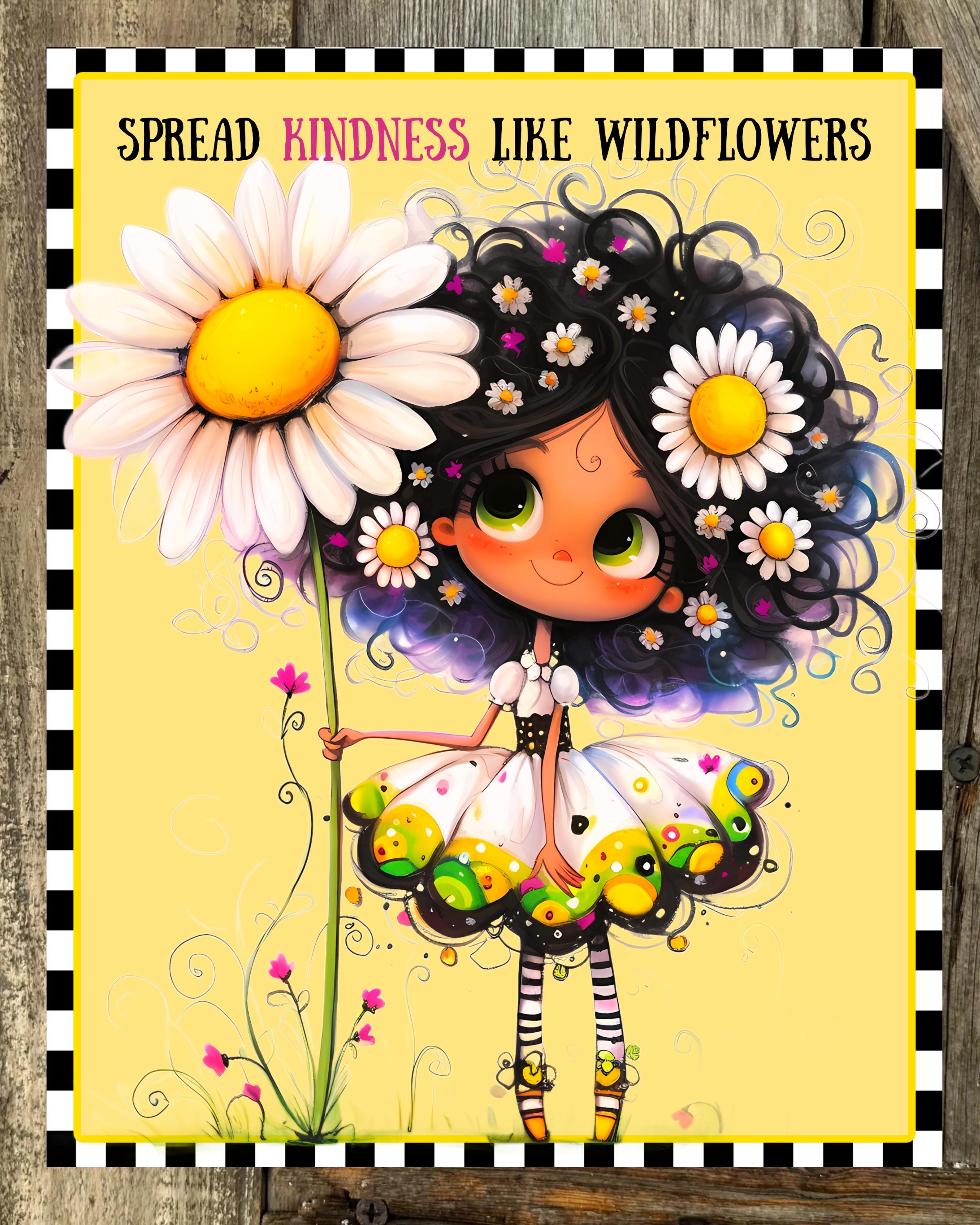 Spread Kindness Like Wildflowers Sign, Everyday Sign, Motivational Decor, Motivational Wall Art