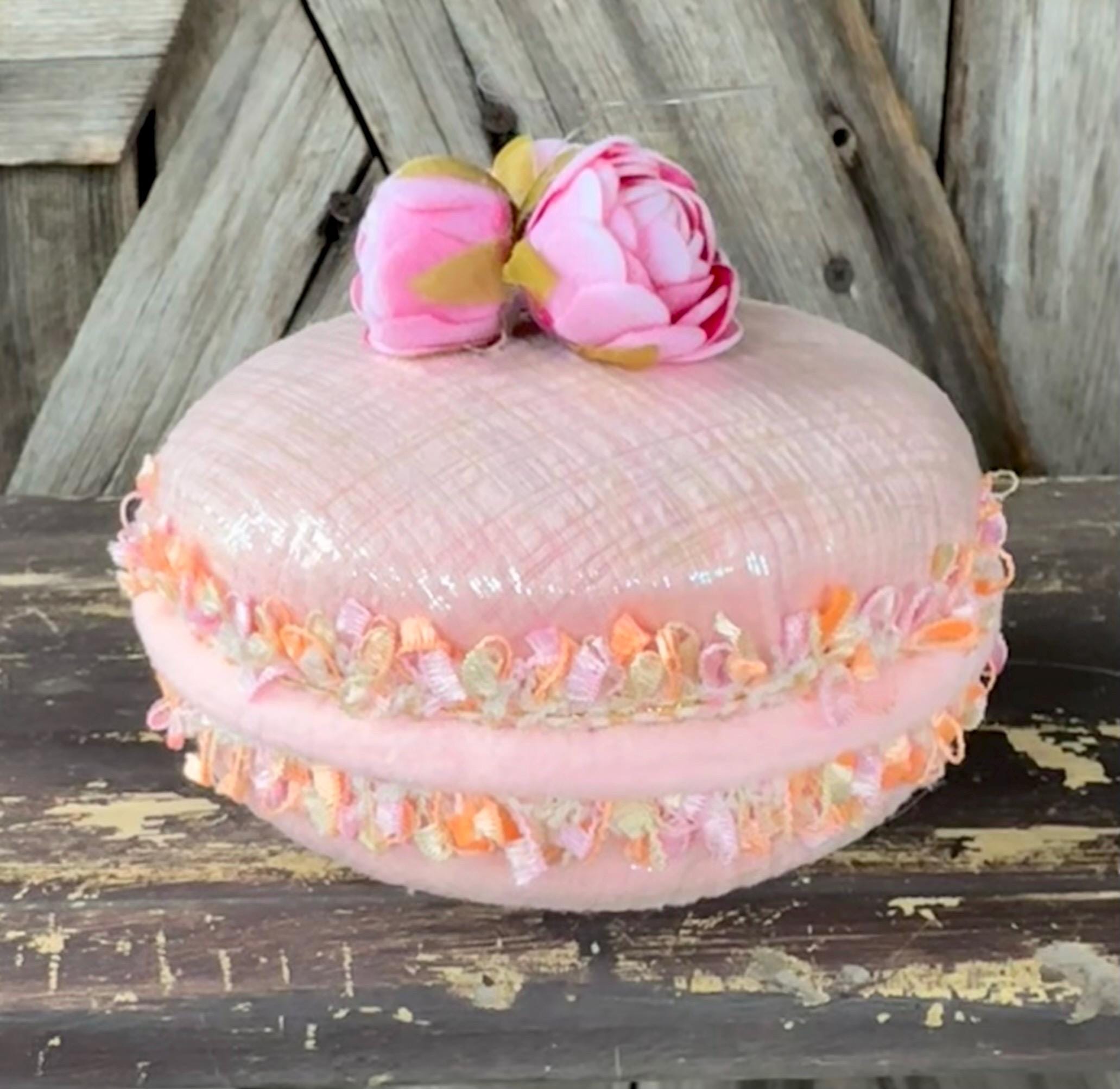 Pink Macaron with Roses, 5 Inches