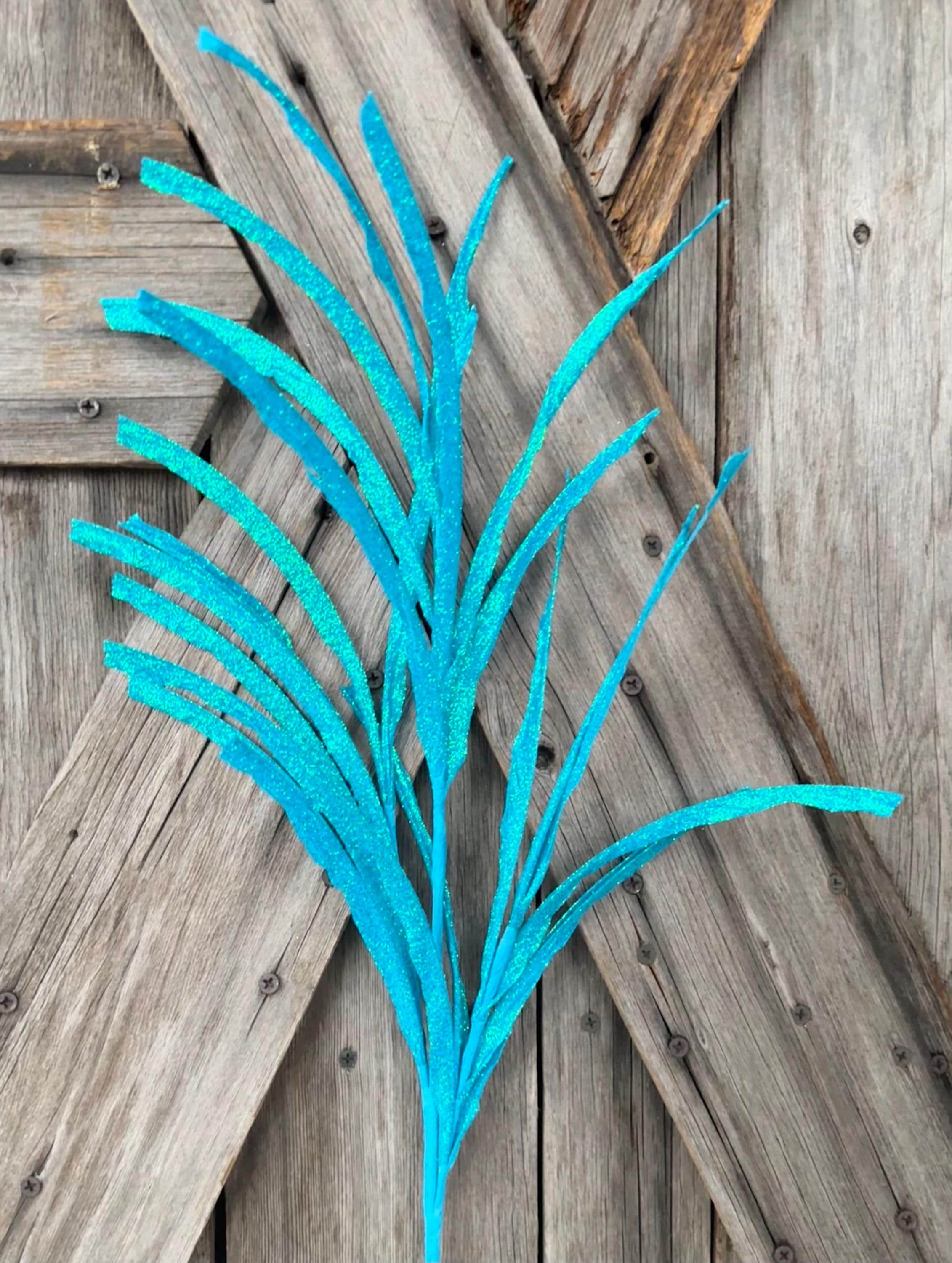 Bright Blue Paper Grass Glitter Spray