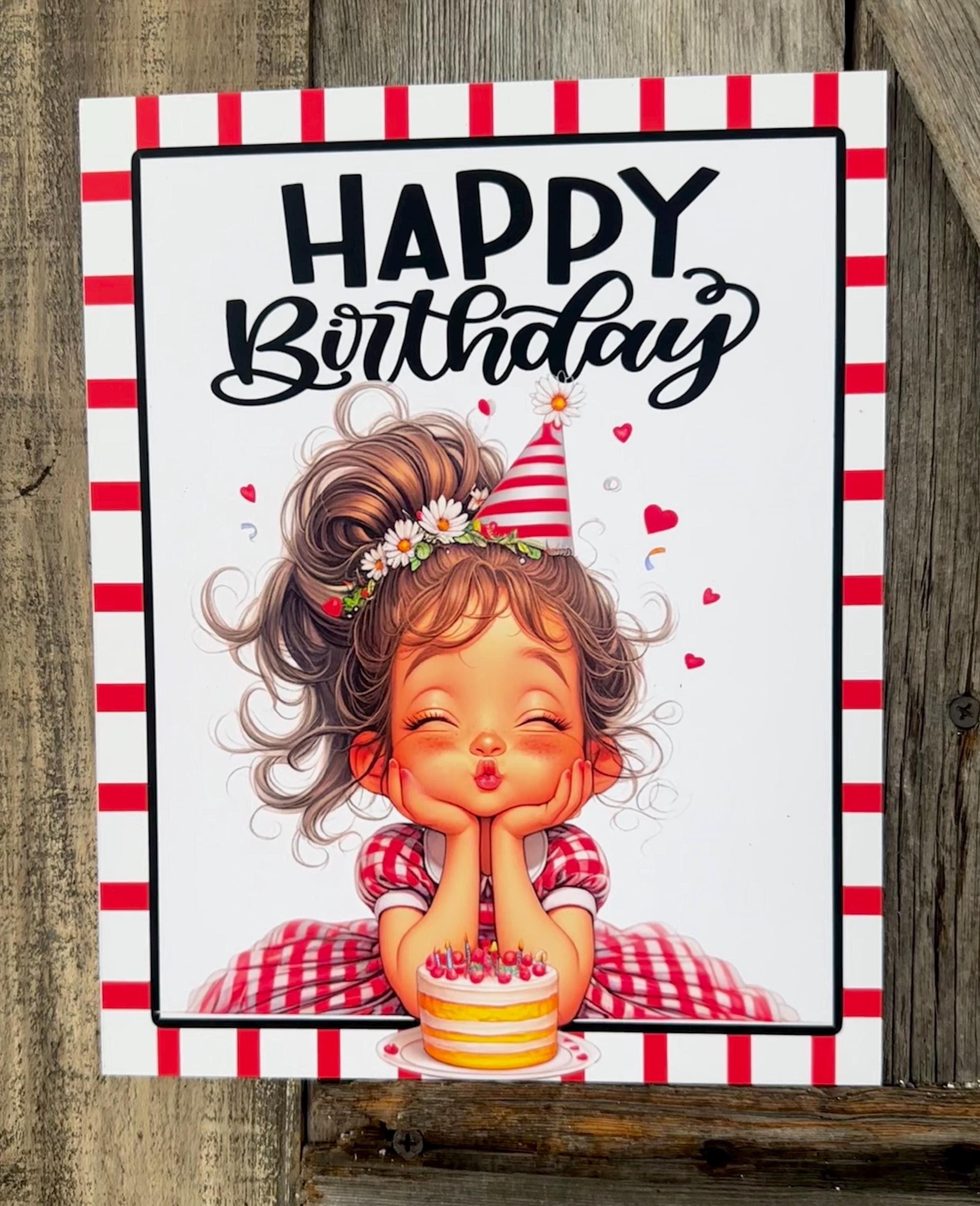 Happy Birthday Red White Sign, Everyday Sign, Motivational Decor, Motivational Wall Art