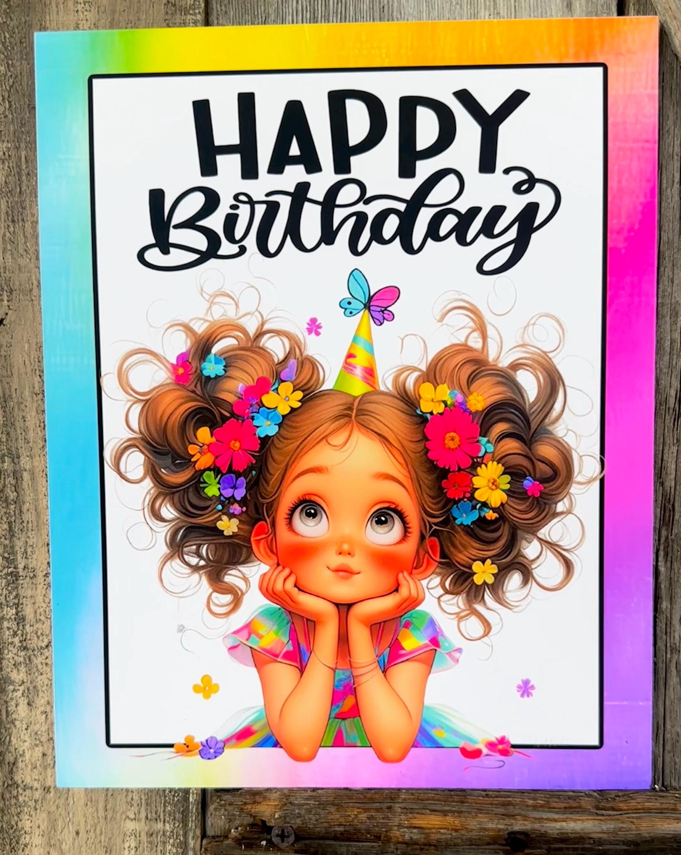 Happy Birthday Colorful Border Sign, Everyday Sign, Motivational Decor, Motivational Wall Art