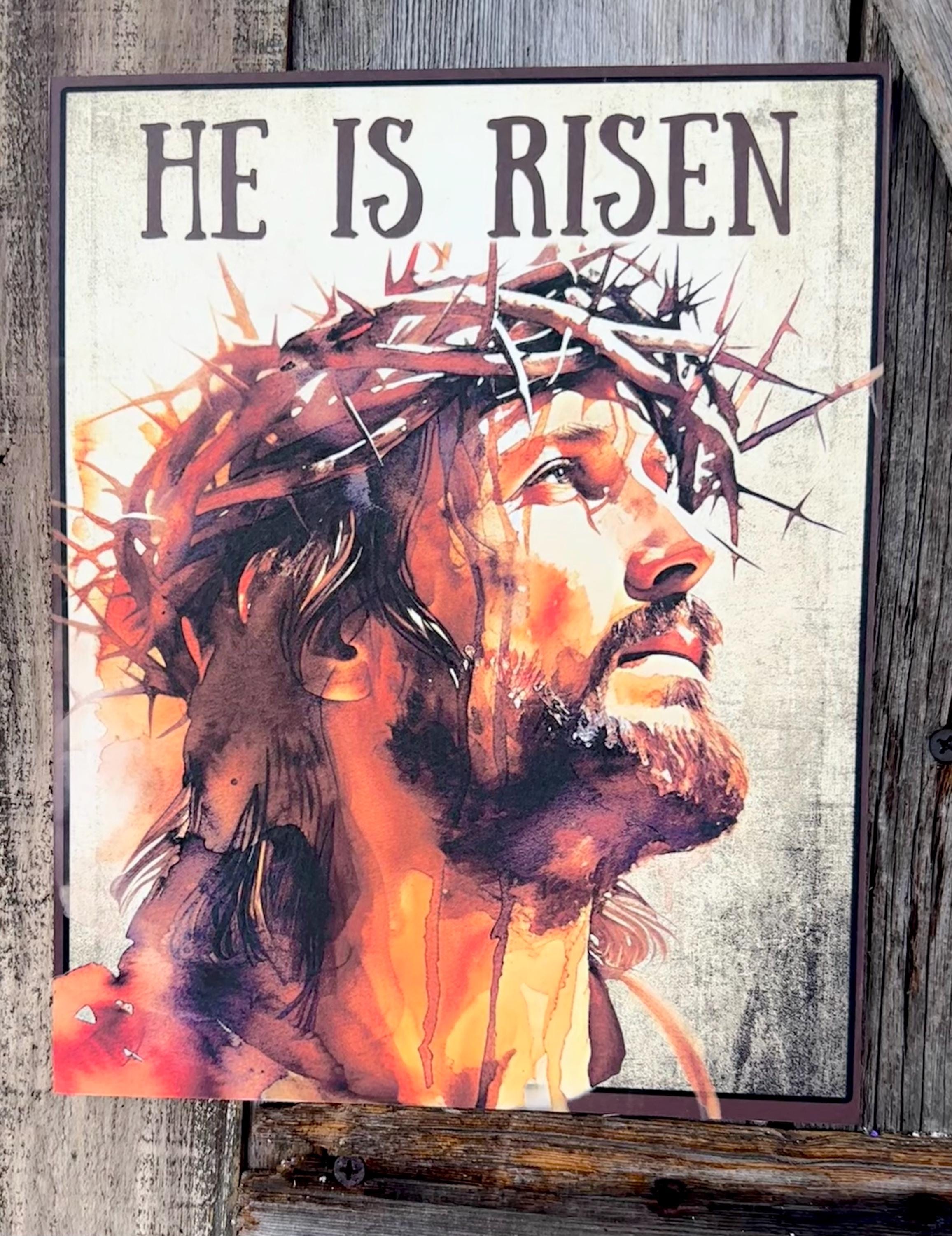 He Is Risen Crown of Thorns, Easter Sign, Easter Decor, Spring Sign