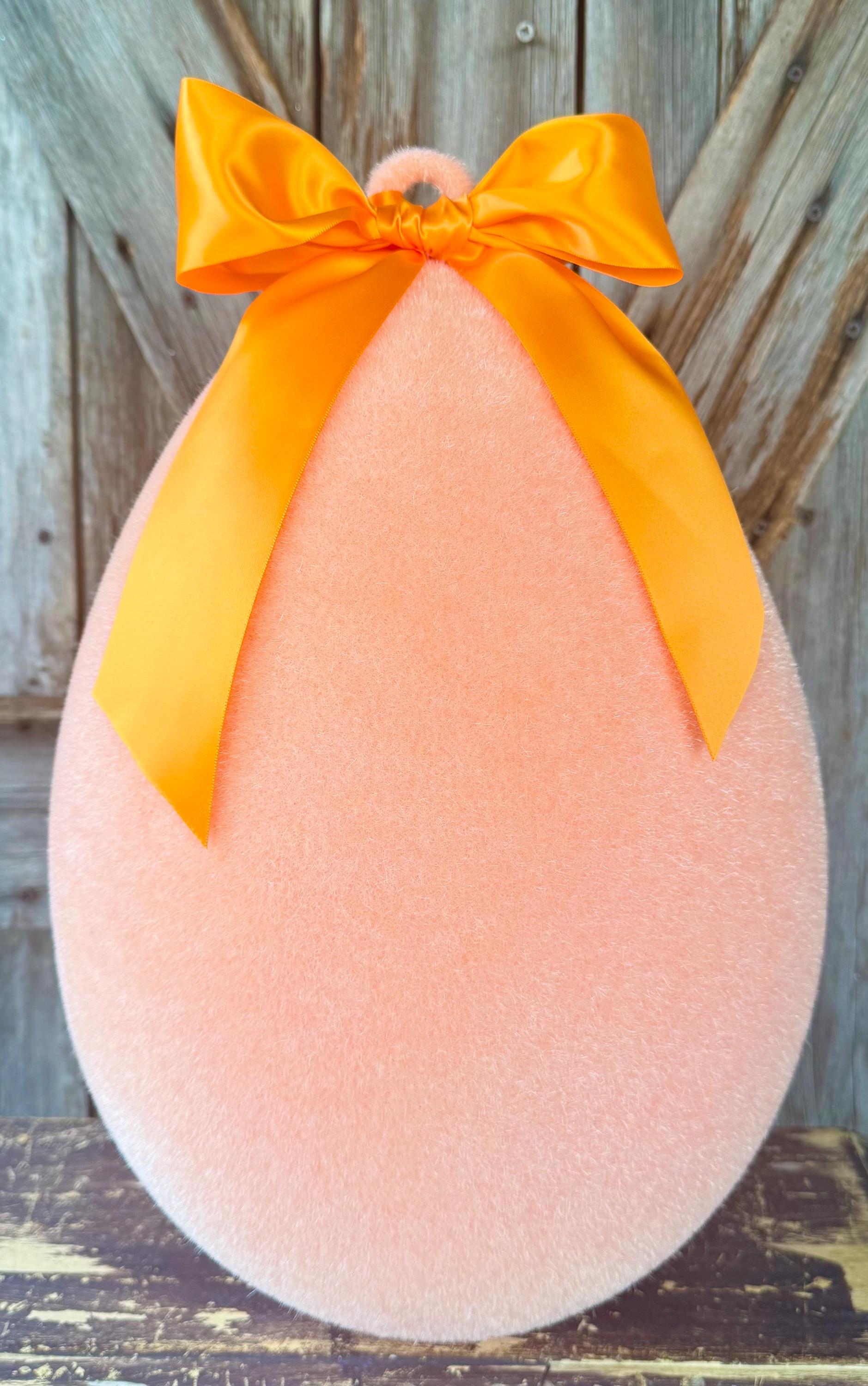 Bright Orange Sherbert Flocked Hanging Egg, 16 Inches