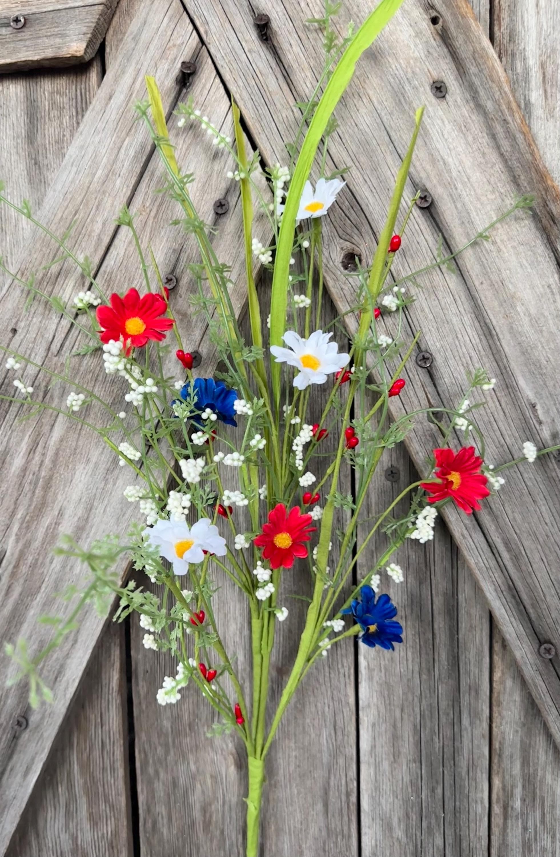 Patriotic Daisy Spray , Wreath Supply, Floral