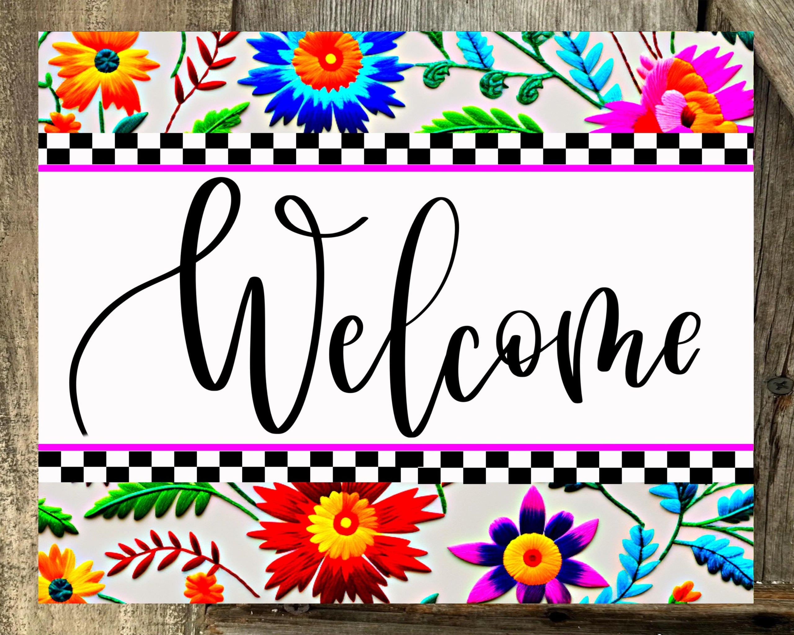 Welcome Bright Floral Print with White Background, Everyday Sign, Motivational Decor, Motivational Wall Art
