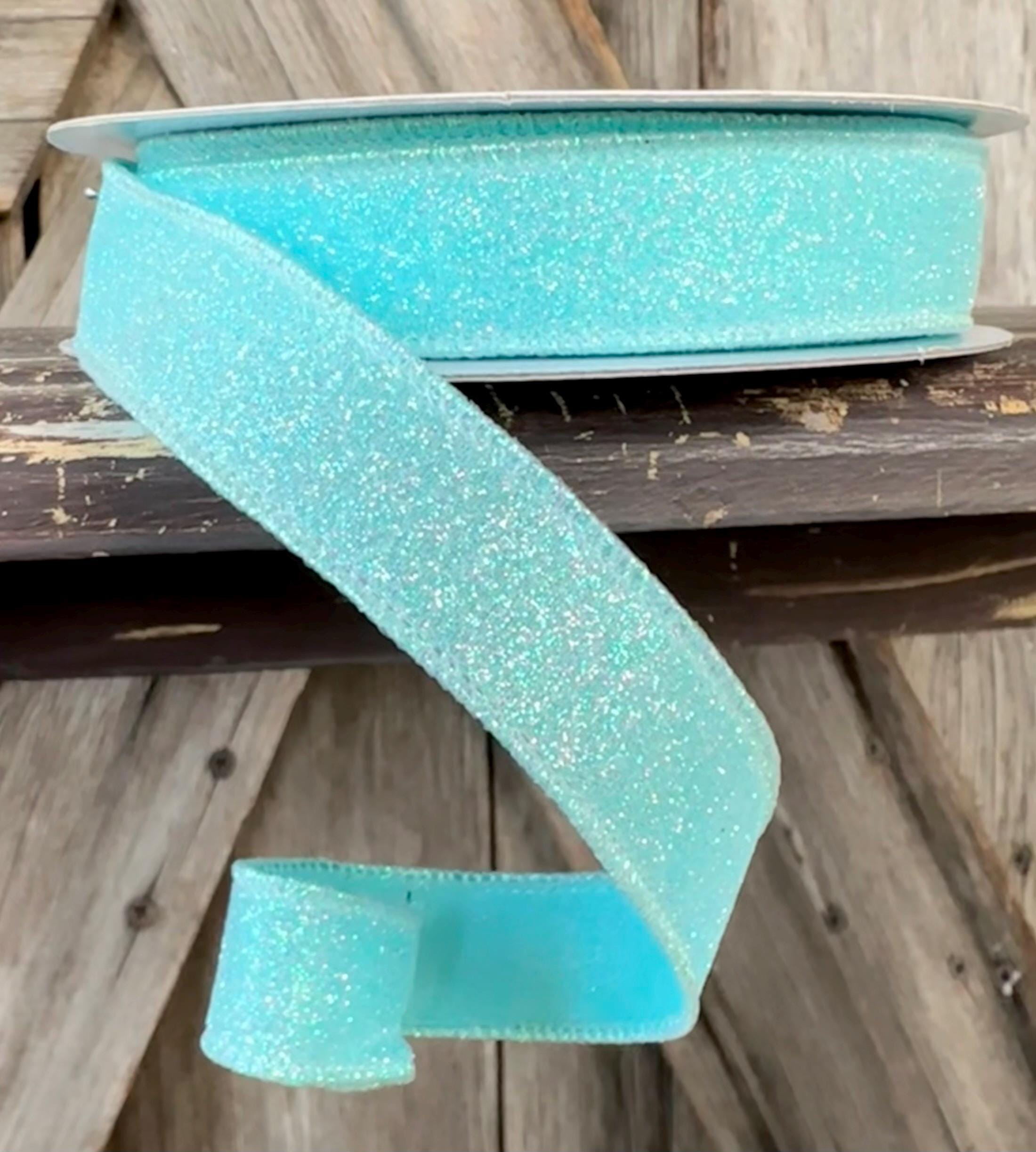 Princess Blue Iridescent Wired Ribbon 5/8 Inch