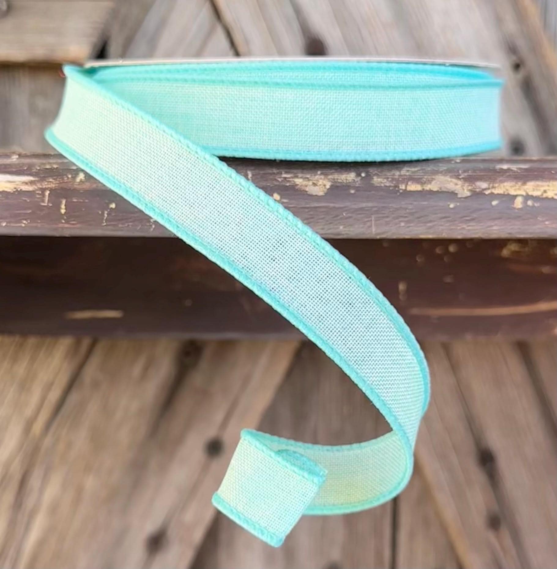 Mint Burlap Wired Ribbon 5/8 Inch