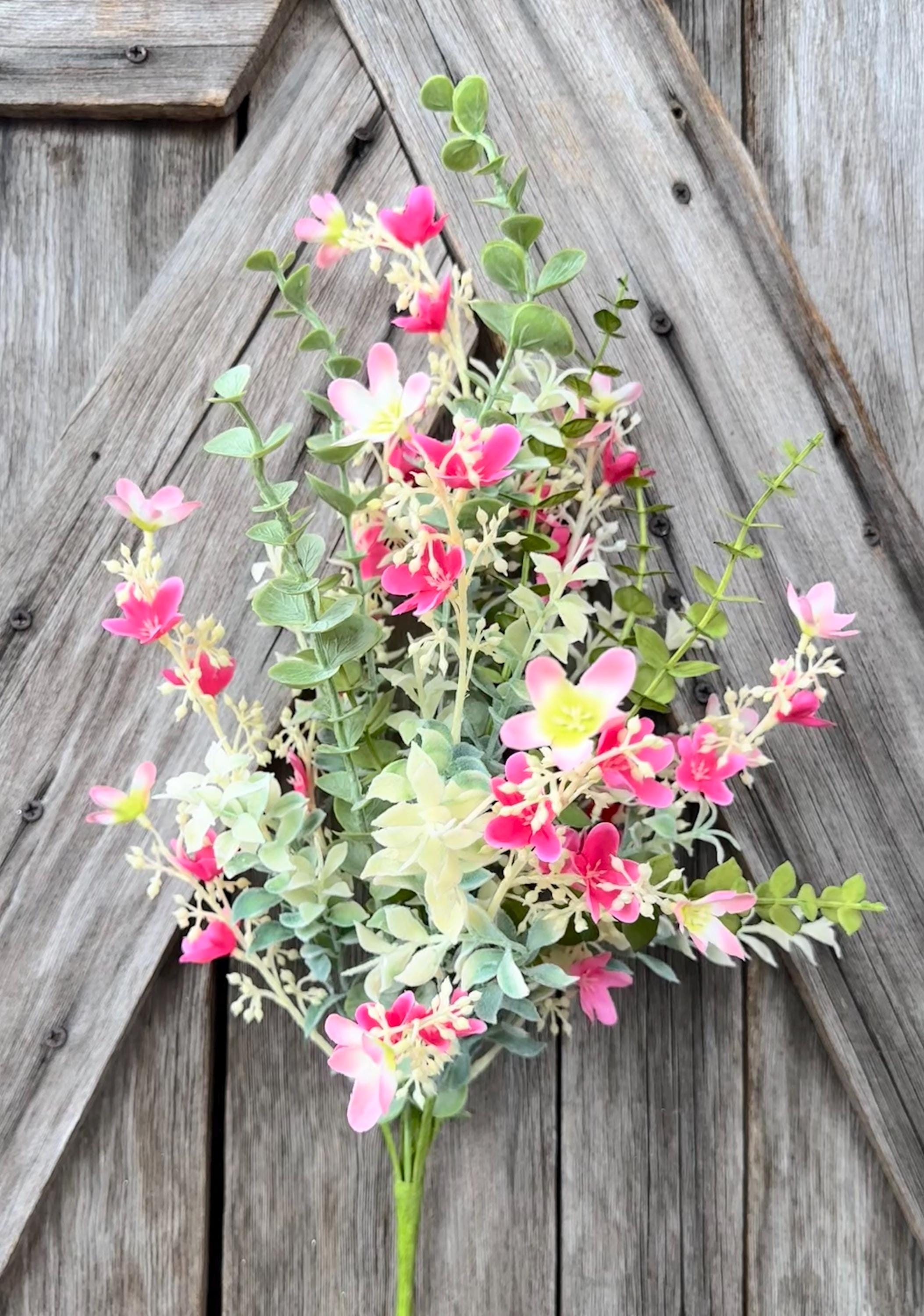 Pink Wildflower Bush 47, Tall, Wreath Supply, Floral