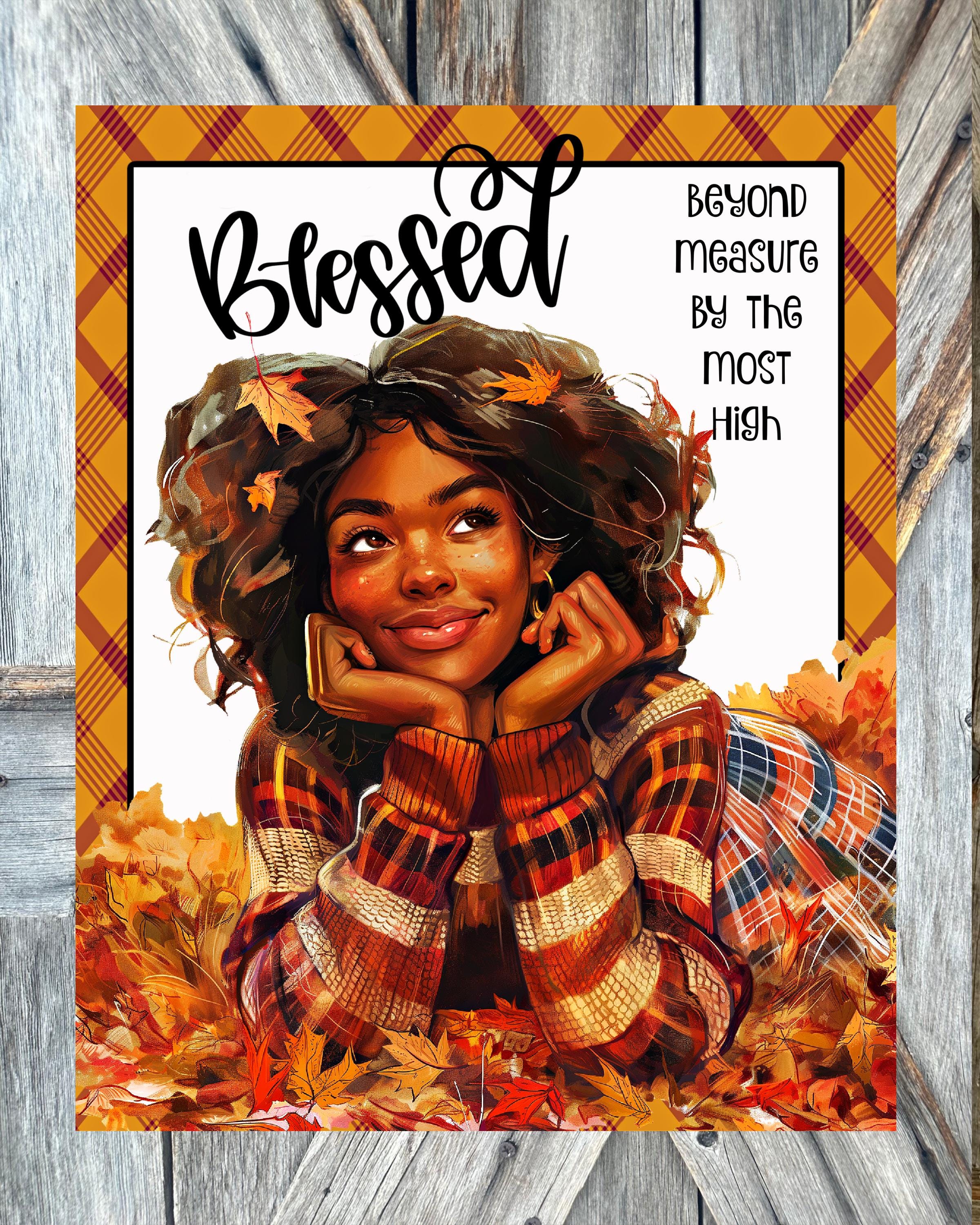 Blessed Beyond Measure, Black Art, Autumn Sign, Autumn Decor, Autumn Wall Art