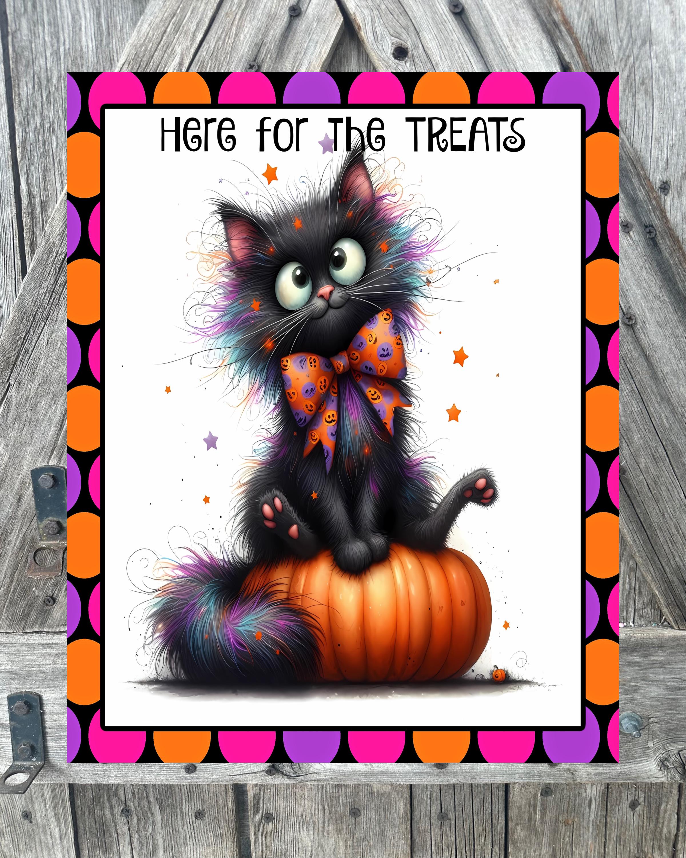 Here For The Treats, Halloween Sign, Halloween Decor, Halloween Wall Art