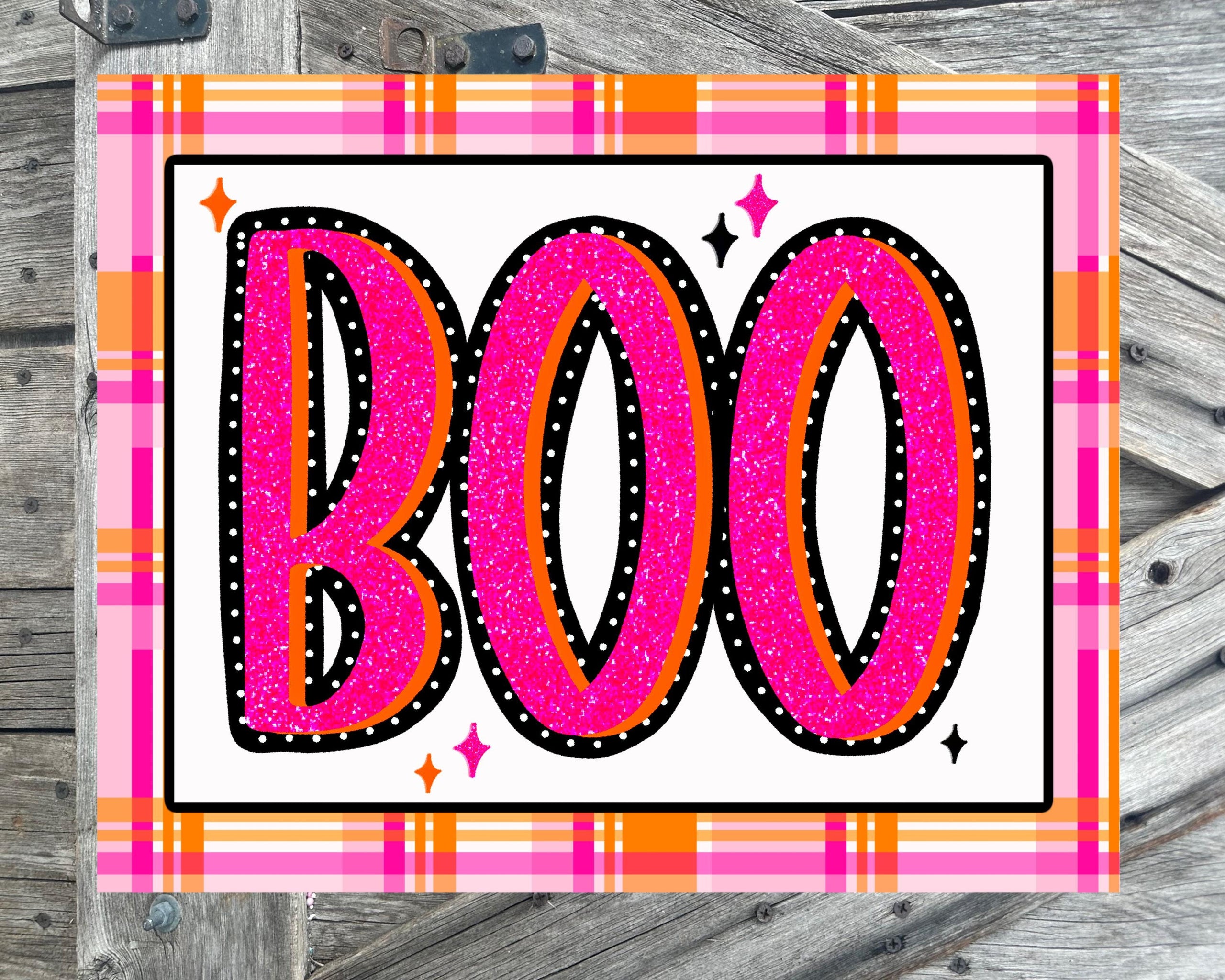 Boo Pink and Orange, Halloween Sign, Halloween Decor, Halloween Wall Art