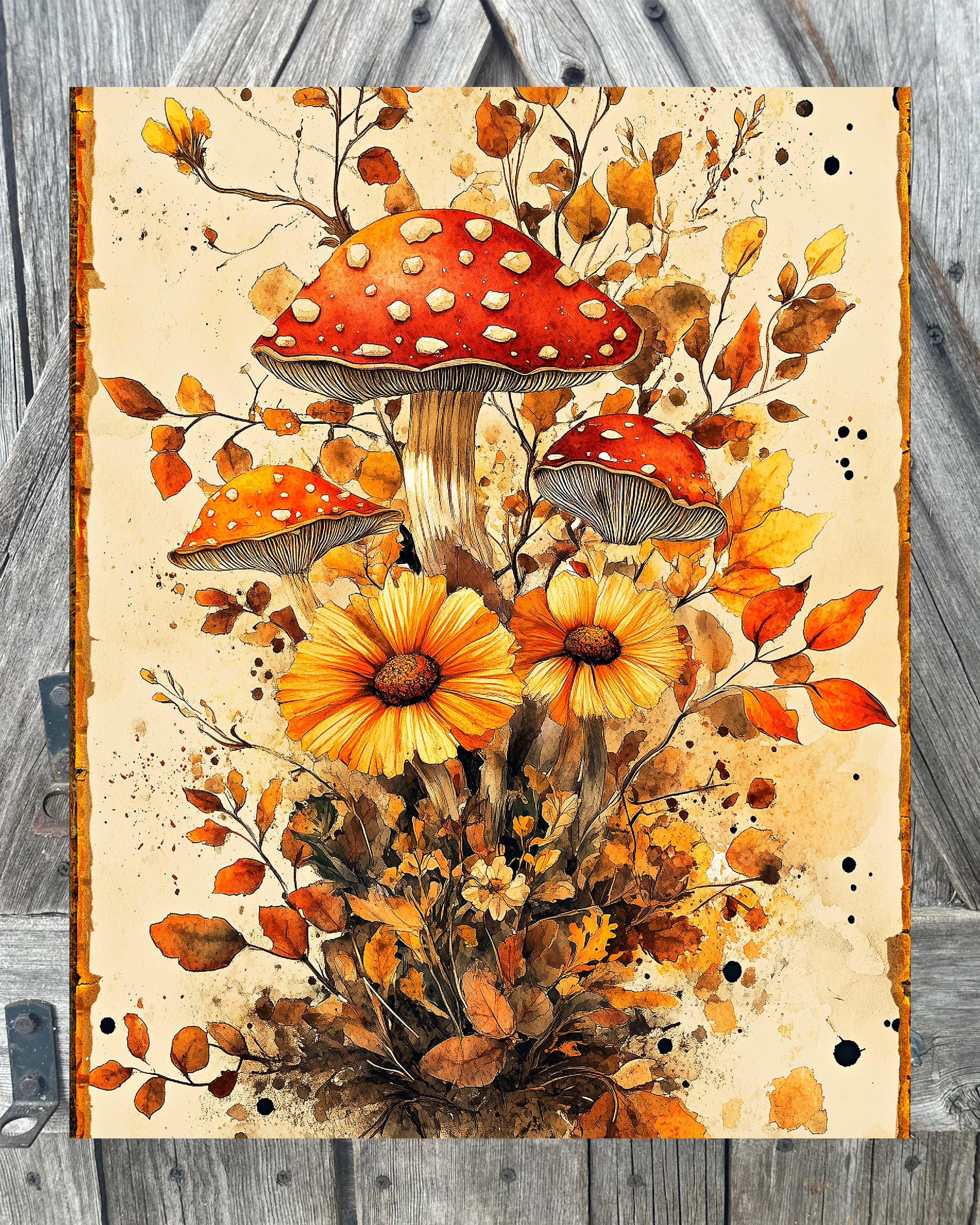 Autumn Mushrooms, Autumn Sign, Autumn Decor, Autumn Wall Art