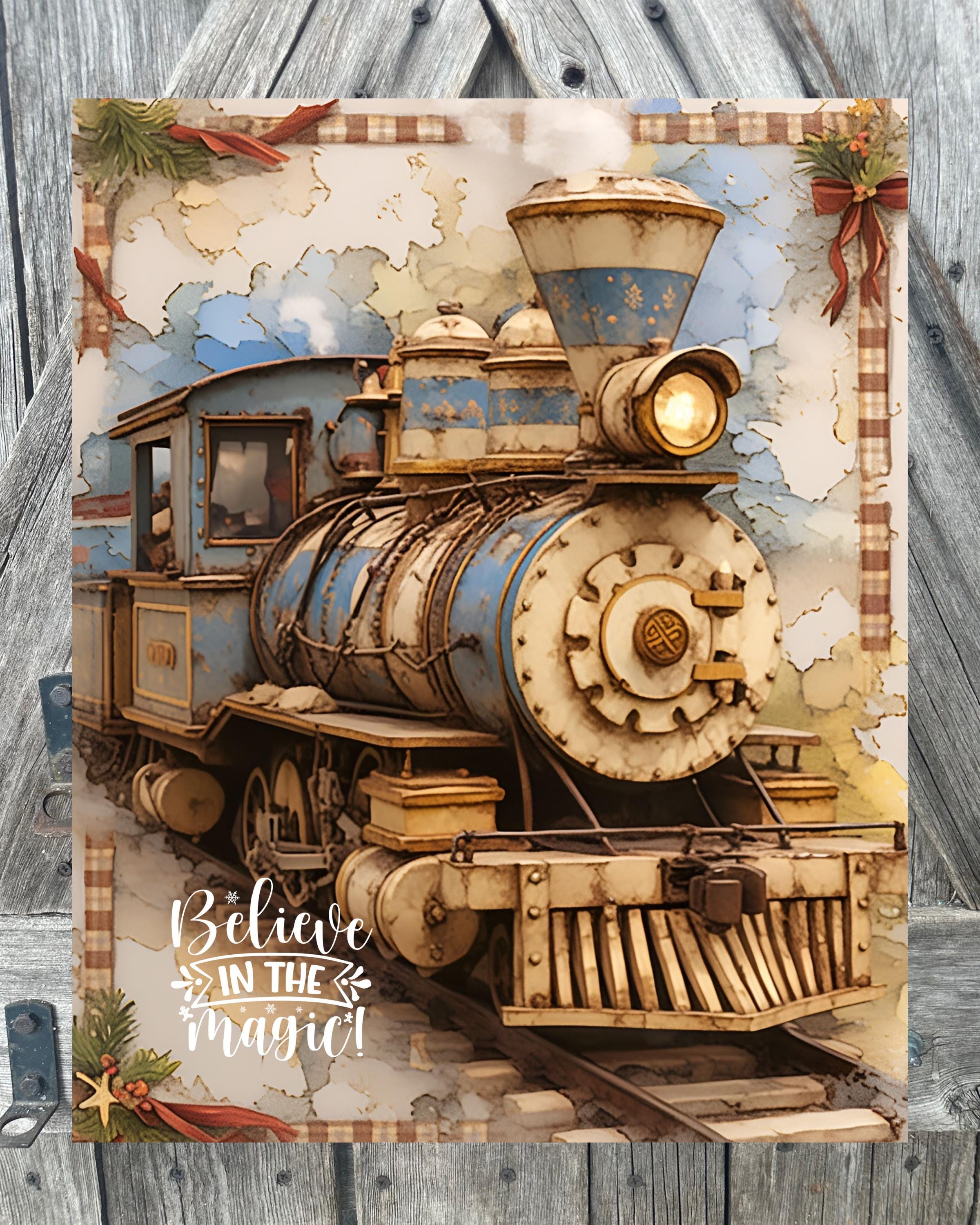 Believe In The Magic Train, Christmas Sign, Christmas Decor, Christmas Wall Art